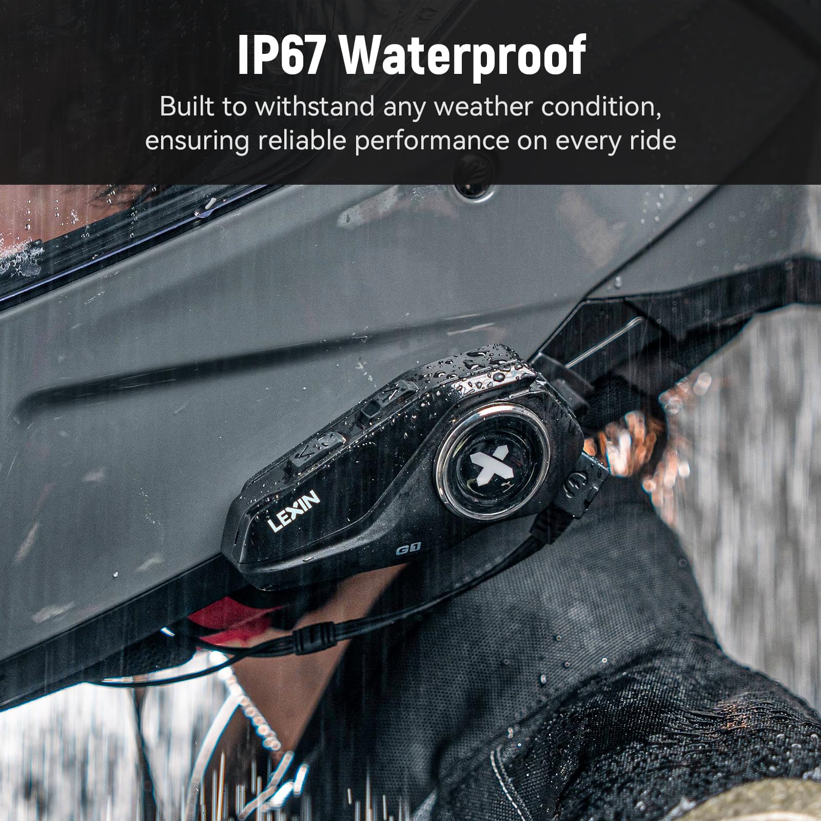 LEXIN G1 Motorcycle Bluetooth Headset, Waterproof Helmet Headphones with 2 Types Microphones, Hands-Free Call/Music/GPS, 6 Shells/USB-C Fast Charging/Noise Cancelling, Compatible with ATVs/Dirt Bike - Image 7
