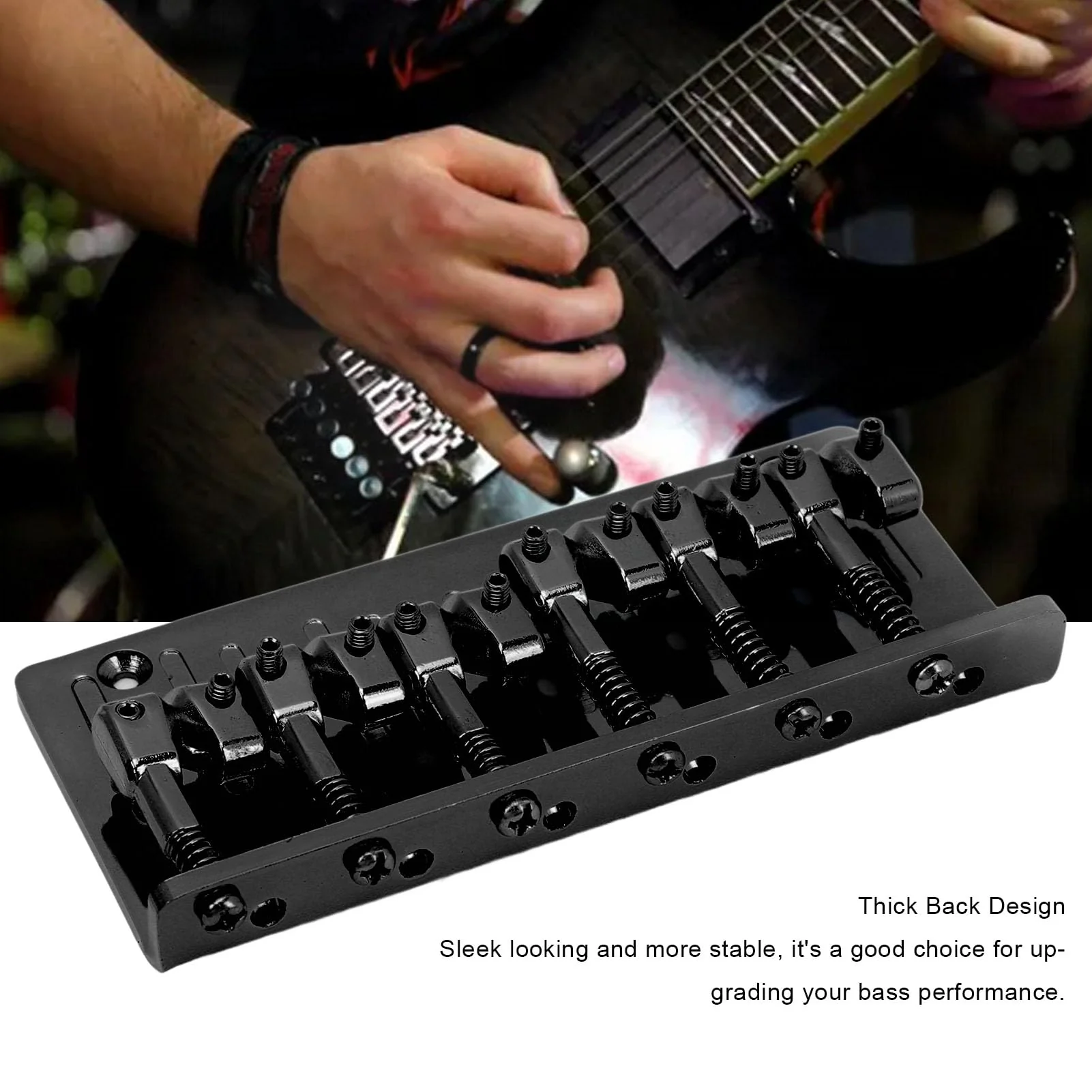 LiebeWH 6 String Zinc Alloy Bass Bridge Adjustable Multifunctional Vintage Electric Bass Bridge Replacement Parts (Black), LiebeWH6swm52ge3h-12 Black - Image 4