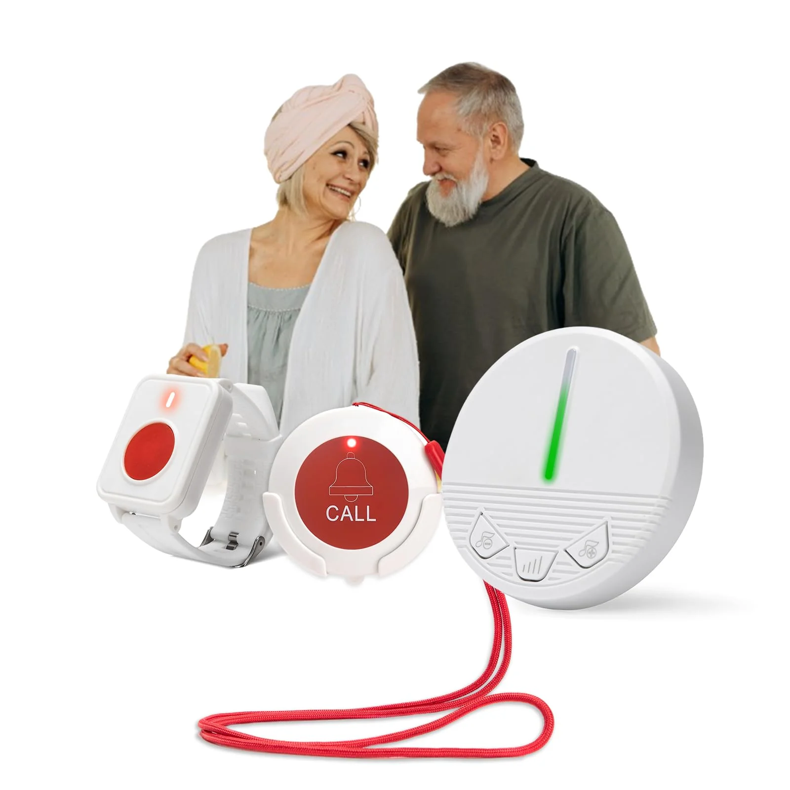 Life Alert Systems for Seniors Caregiver Pager Call Button SOS Button Alert Button for Seniors Elderly at Home 1 Plugin Receiver 1 Waterproof Transmitter 1 Watch Button KCPM+KHG1+KSW-1+1+1