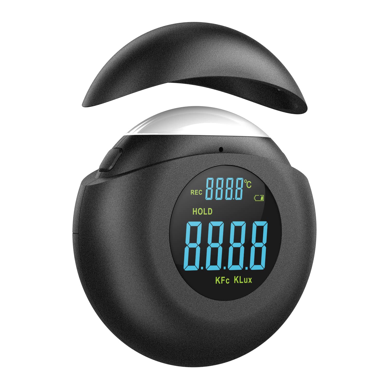 Light Meter Digital Illuminance Meter Handheld Ambient Measurer with 360° Detector, Measurer with Range up to 200,000 lux with LCD Display, Light Meter for Factories, Warehouses, Offices balck