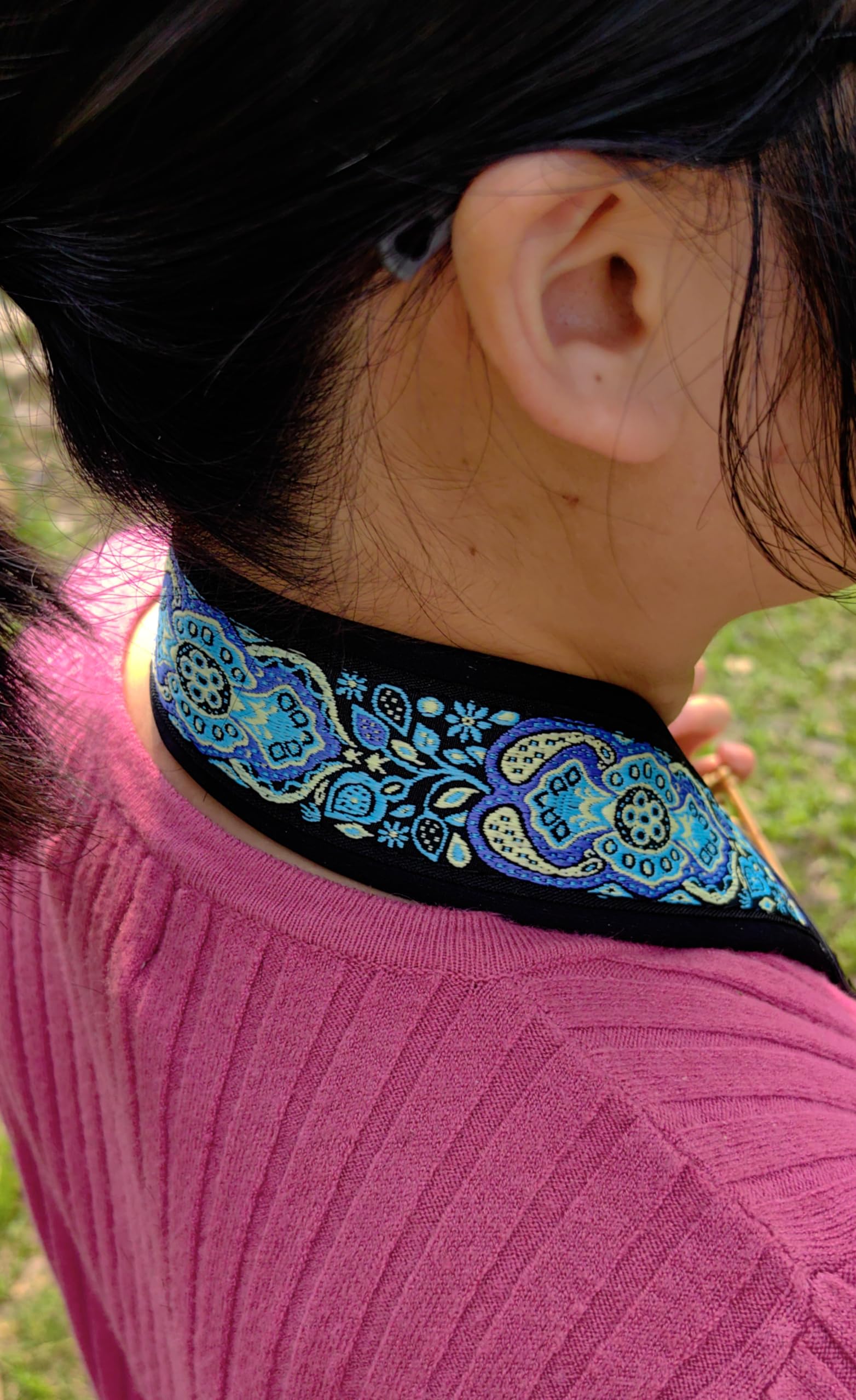 lightstar IRIN Embroidery Saxophone Neck Strap - (Comfort, Breathable, Metal Swivel Snap Hook) Sax Neck Strap for Alto Tenor Blue Totem - Image 5
