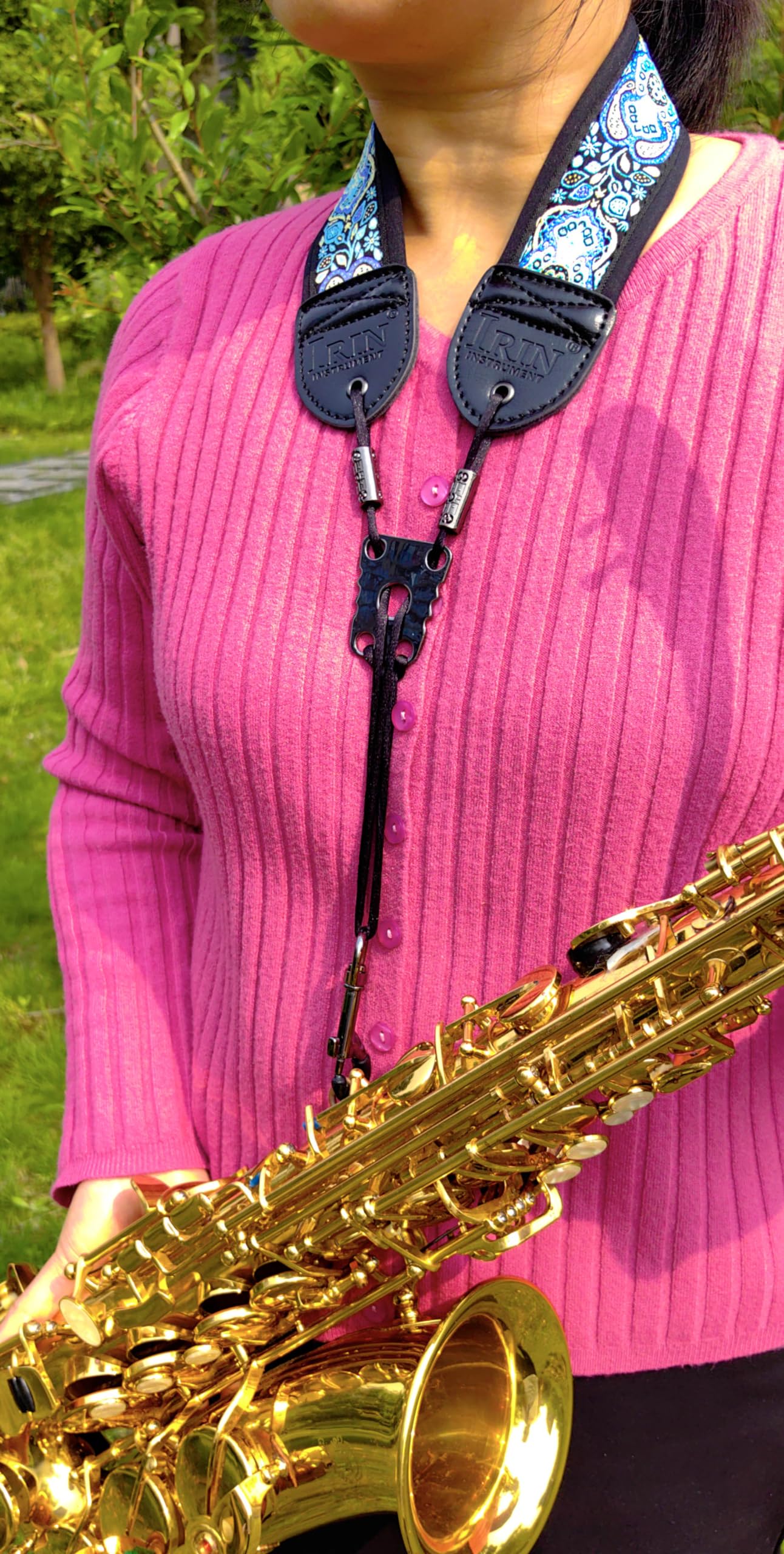 lightstar IRIN Embroidery Saxophone Neck Strap - (Comfort, Breathable, Metal Swivel Snap Hook) Sax Neck Strap for Alto Tenor Blue Totem - Image 6
