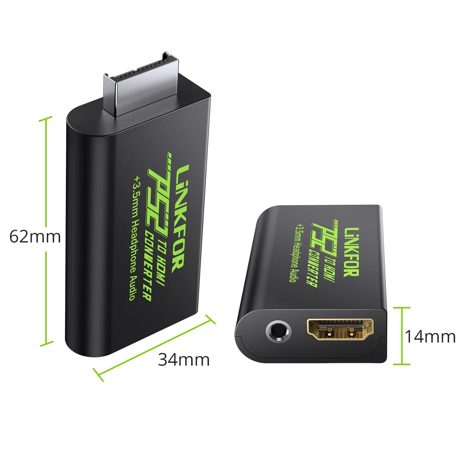 LiNKFOR PS2 to HDMI Converter for Playstation 2 PS2 to HDMI Adapter with 3.5mm Headphone Audio Jack for HDTV HDMI Monitor (PS2 to HDMI Converter) - Image 4