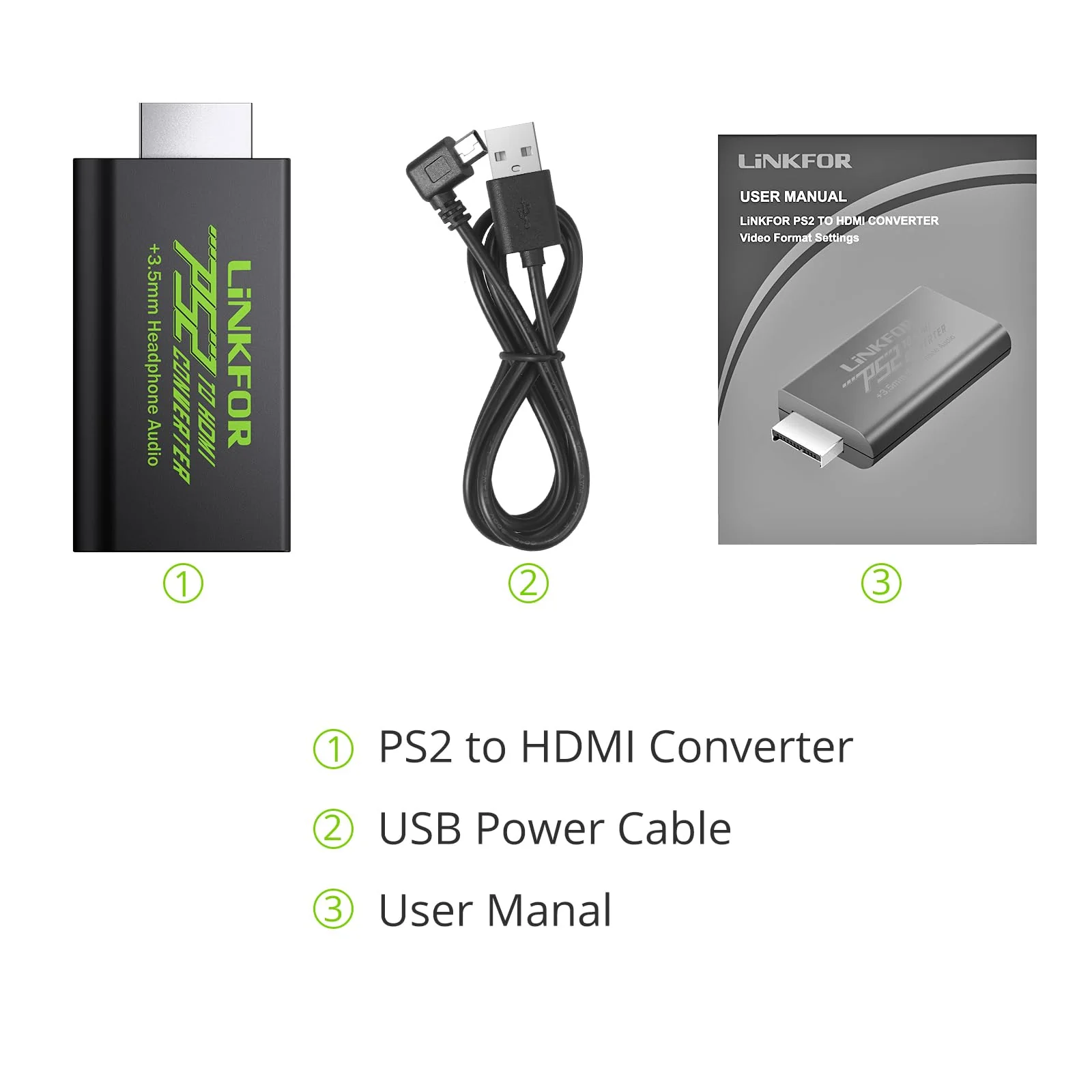 LiNKFOR PS2 to HDMI Converter for Playstation 2 PS2 to HDMI Adapter with 3.5mm Headphone Audio Jack for HDTV HDMI Monitor (PS2 to HDMI Converter) - Image 7