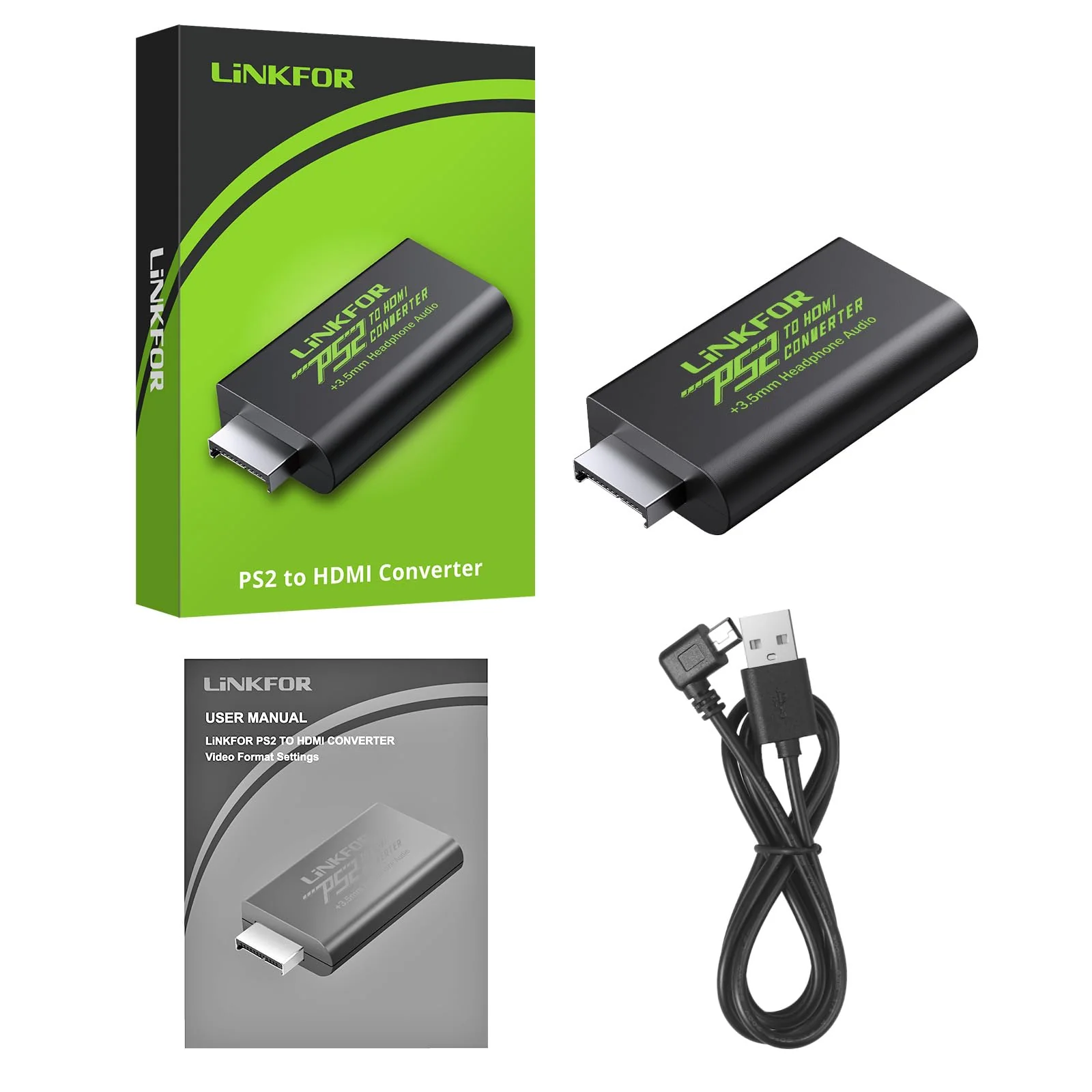 LiNKFOR PS2 to HDMI Converter for Playstation 2 PS2 to HDMI Adapter with 3.5mm Headphone Audio Jack for HDTV HDMI Monitor (PS2 to HDMI Converter) - Image 8