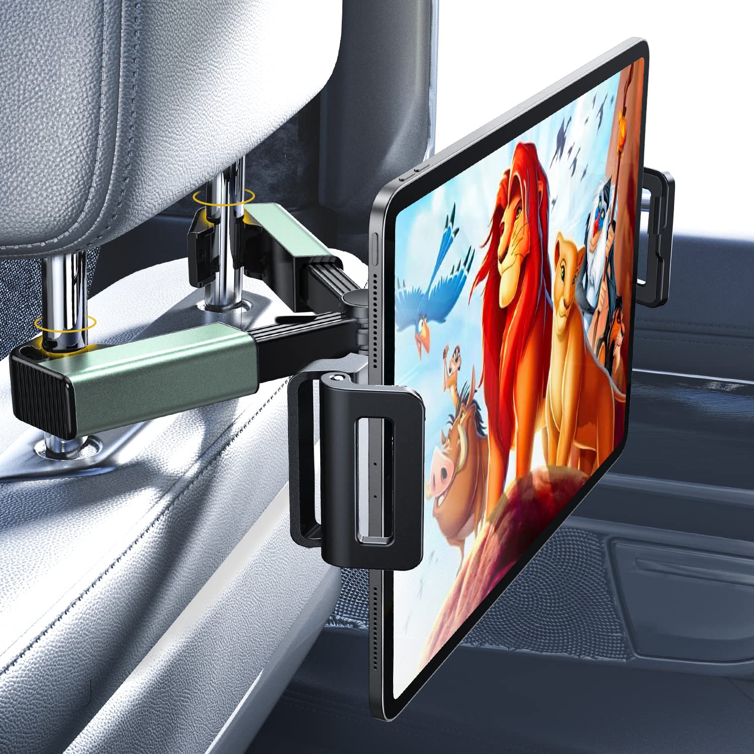 LISEN Tablet iPad Holder for Car Mount Headrest Must Have, iPad Car Holder Back Seat Travel Accessories Long Road Trip Essentials for Kids Green