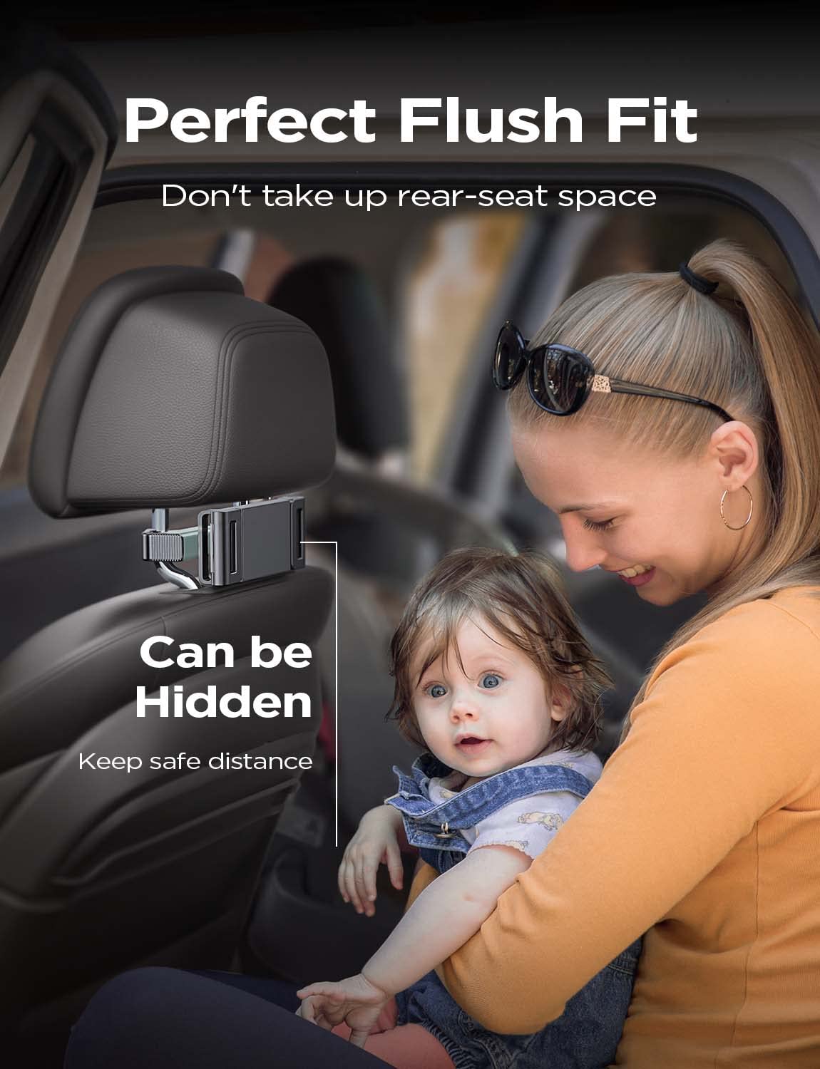 LISEN Tablet iPad Holder for Car Mount Headrest Must Have, iPad Car Holder Back Seat Travel Accessories Long Road Trip Essentials for Kids Green - Image 5