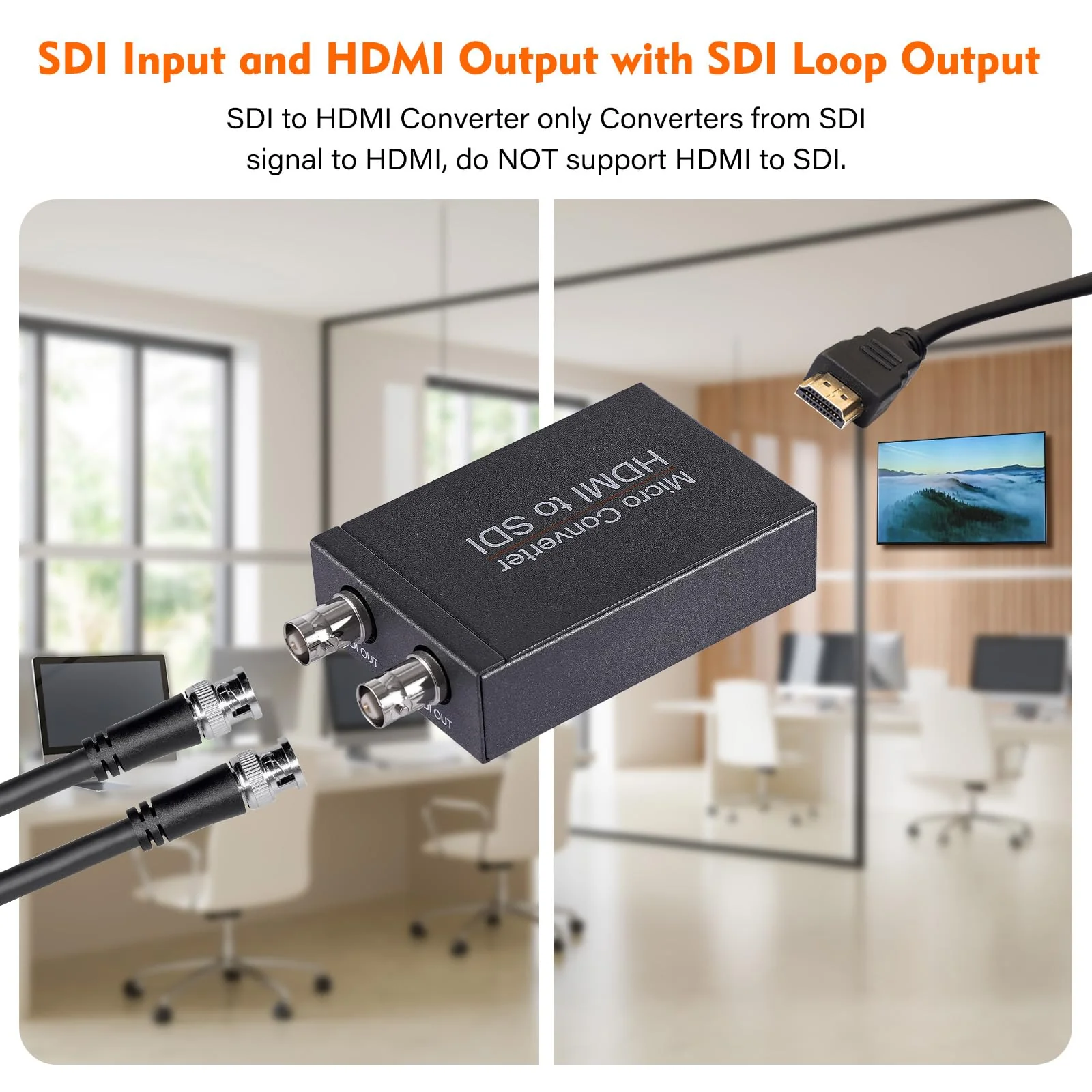 Little World HDMI to SDI Converter, HDMI to 3G-SDI/HD-SDI Micro Converter, Audio Embedder Support One HDMI in Two SDI Out, Auto Format Detection Extender for Camera CCTV - Image 5