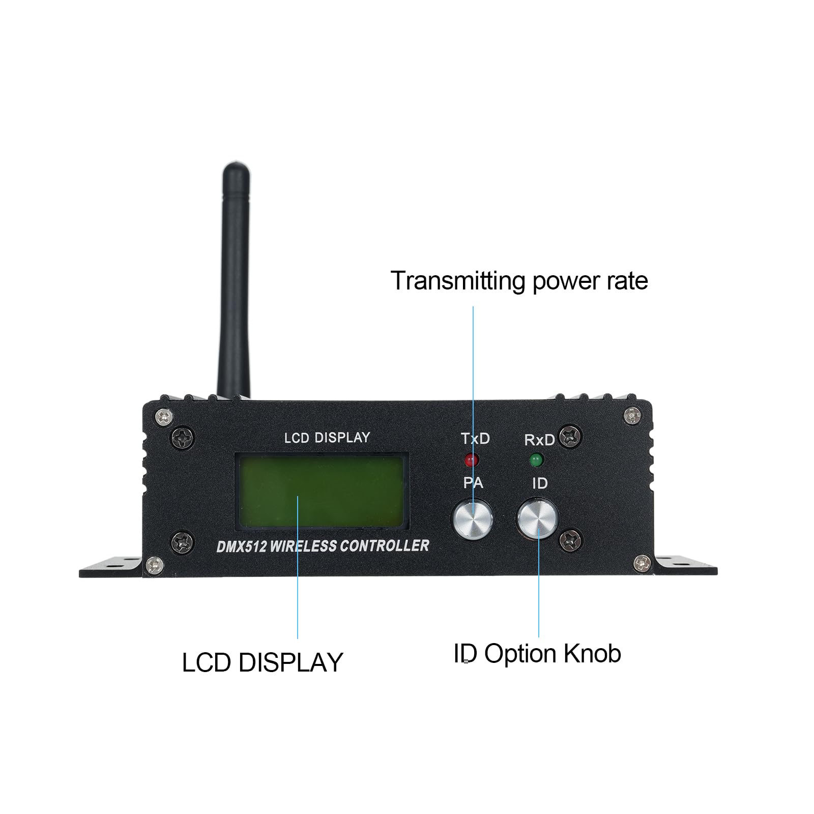LIXADA DMX512 2.4G Wireless Controller Transmitter Receiver Adjustable Repeater Lighting Controller LCD Display Power 35 Groups ID Coding for Party DJ Show Club LED Stage Disco KTV Stage Light - Image 3
