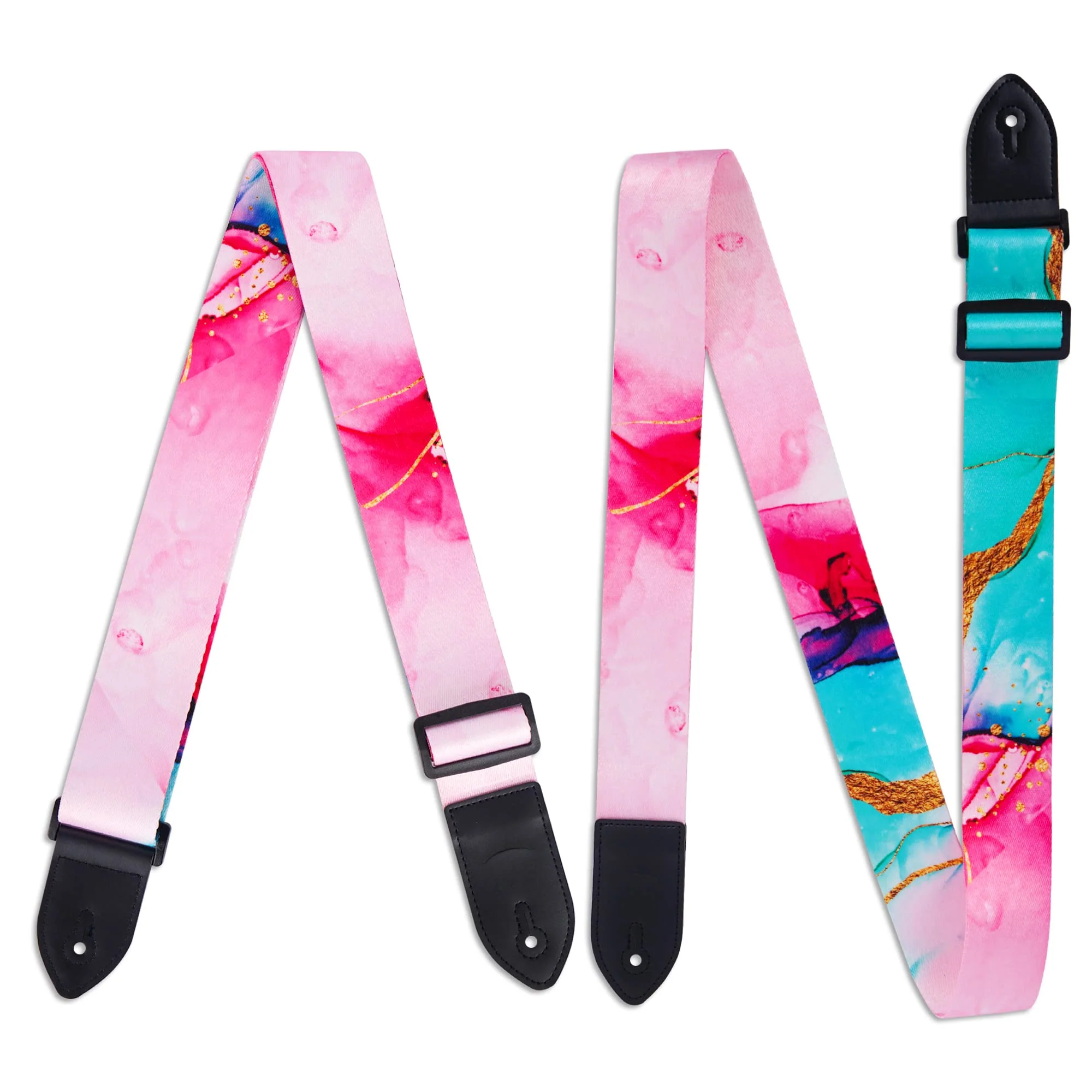 lizimandu Adjustable Guitar Strap Includes 2 Strap Locks & 4 Matching Picks 1 Pack 1-splash Ink2 - Image 2