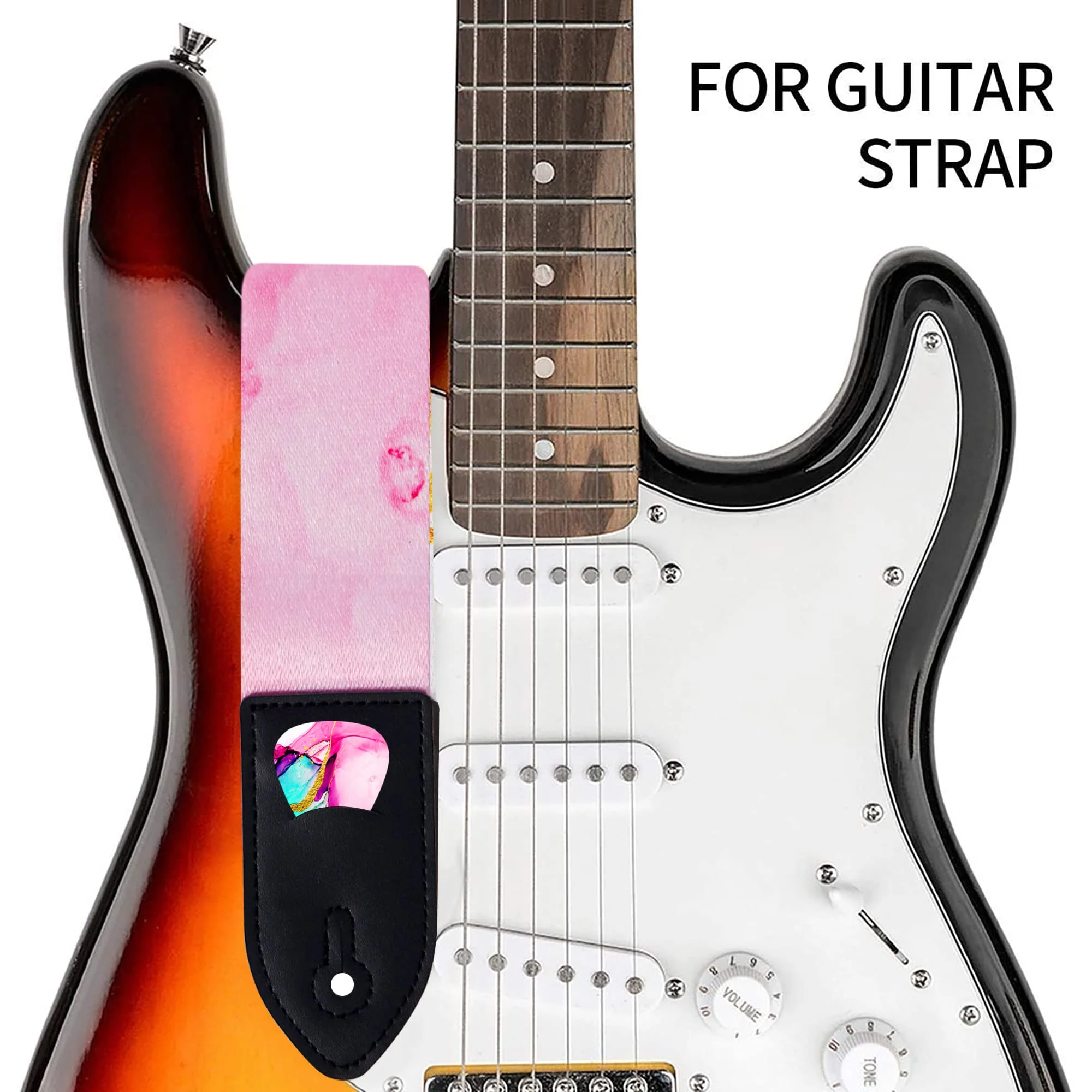 lizimandu Adjustable Guitar Strap Includes 2 Strap Locks & 4 Matching Picks 1 Pack 1-splash Ink2 - Image 6