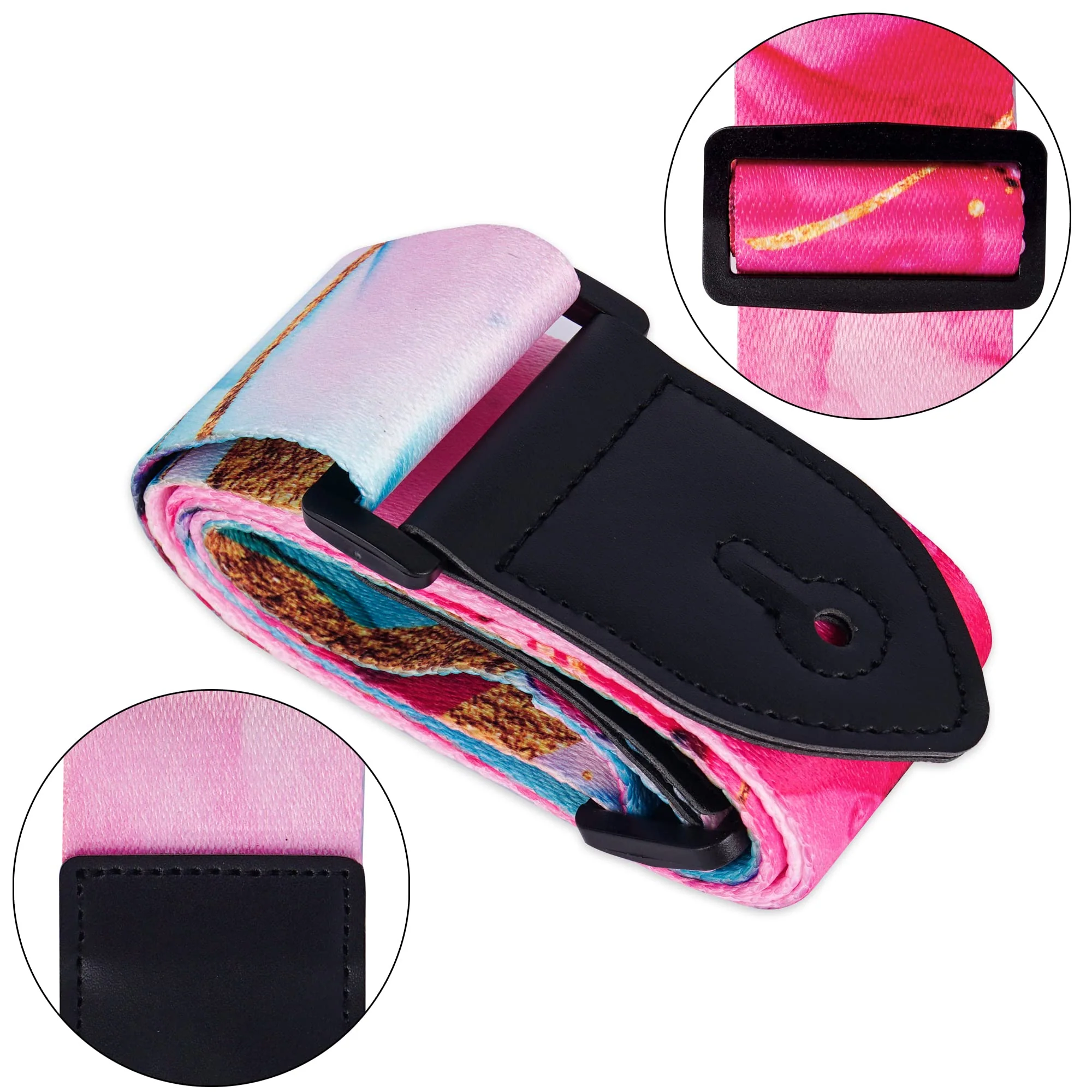 lizimandu Adjustable Guitar Strap Includes 2 Strap Locks & 4 Matching Picks 1 Pack 1-splash Ink2 - Image 7