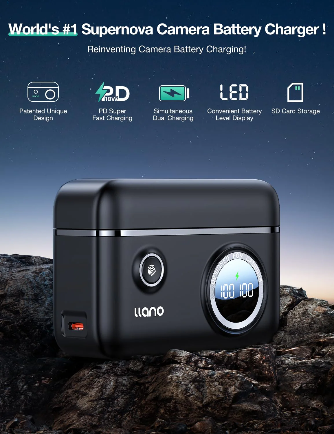 llano NP-W126S Dual Battery Fast Charger for Fujifilm XT30II X100VI XS10 XT3 XT2 XT1 XT30 XT20 XT10 X100V XT200 XT100 X100F XA7 XE3 Xpro3 Xpro2 Xpro1 XE1 XE2 XE2S XM1 XA1 XA2 XA3 XA5 XA10 XH1 HS50EXR - Image 2