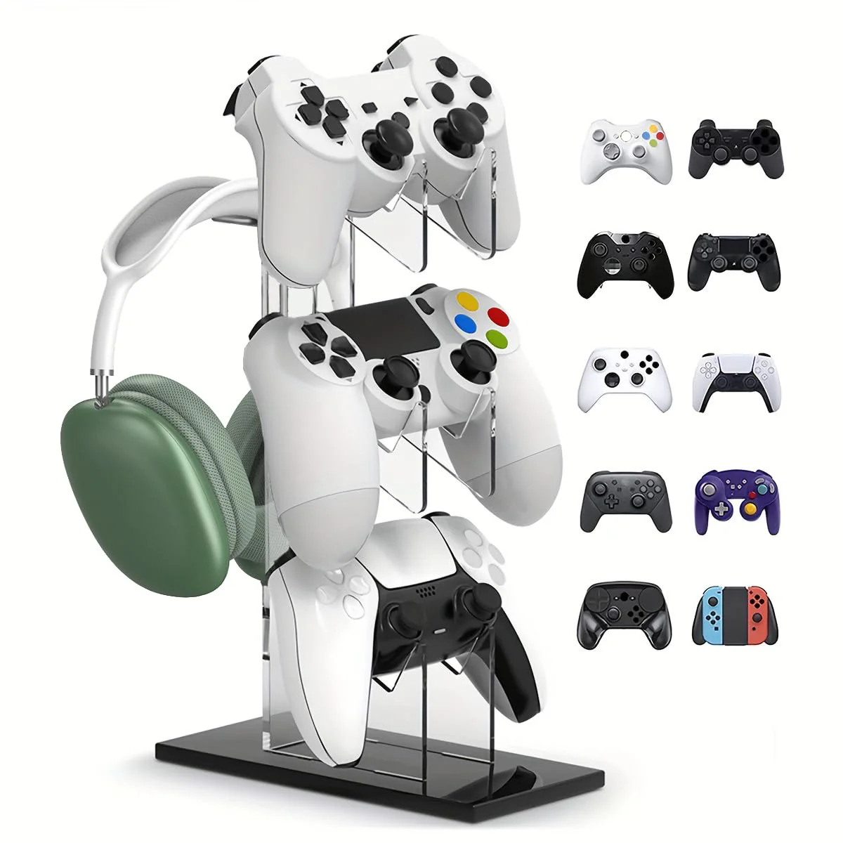 LO-L 【3 Tier】 Game Controller Holder Headset Stand 3 Tier Controller Holder and Headset Stand Compatible for PS4 PS5 Xbox Switch, Controller Stand Gaming Accessories. (3 Tier Black) A. 3 Tier Black