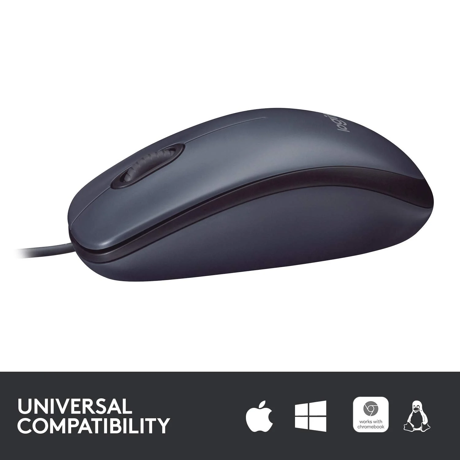 Logitech B100 Corded Mouse – Wired USB Mouse for Computers and laptops, for Right or Left Hand Use, Black Standard Packaging - Image 4