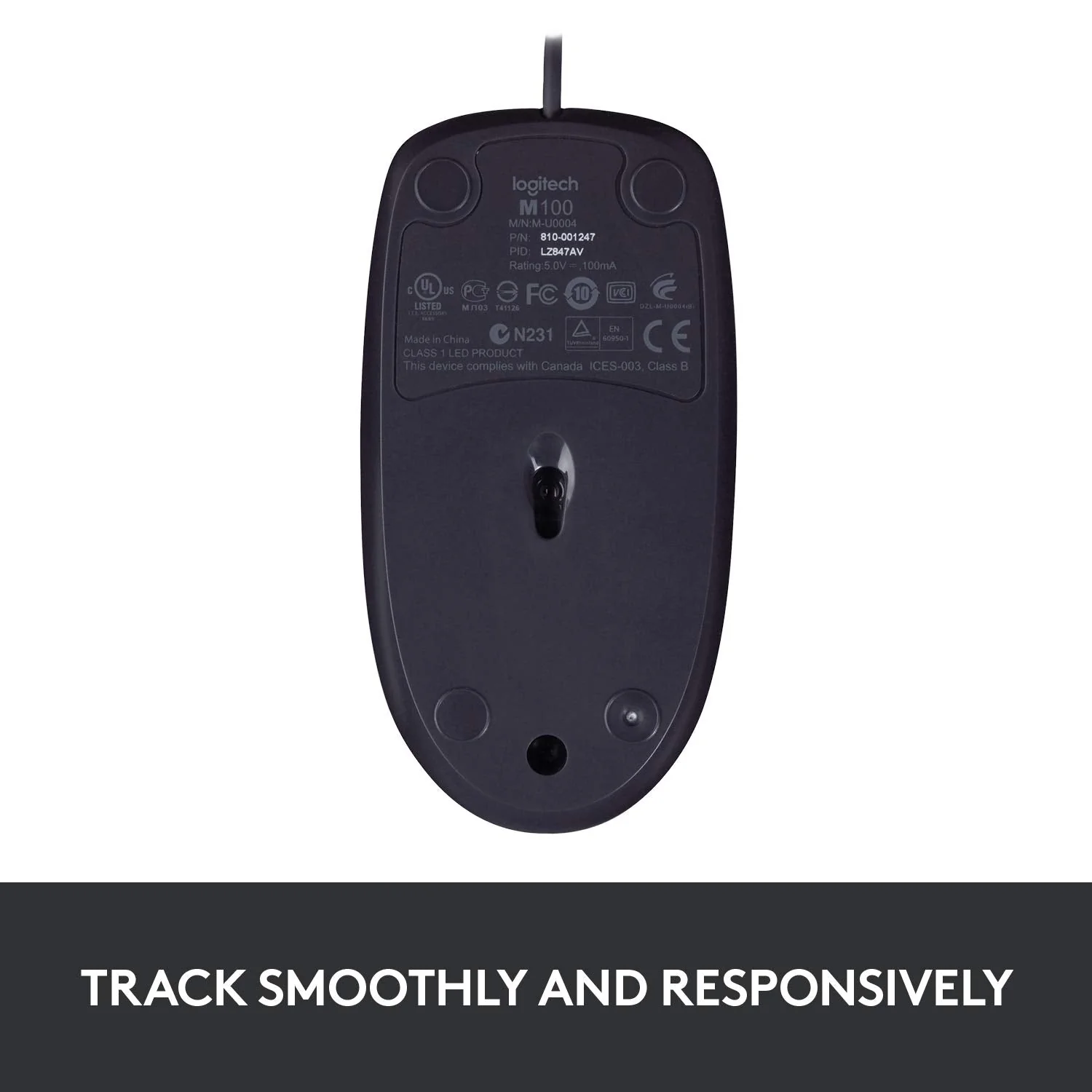 Logitech B100 Corded Mouse – Wired USB Mouse for Computers and laptops, for Right or Left Hand Use, Black Standard Packaging - Image 6
