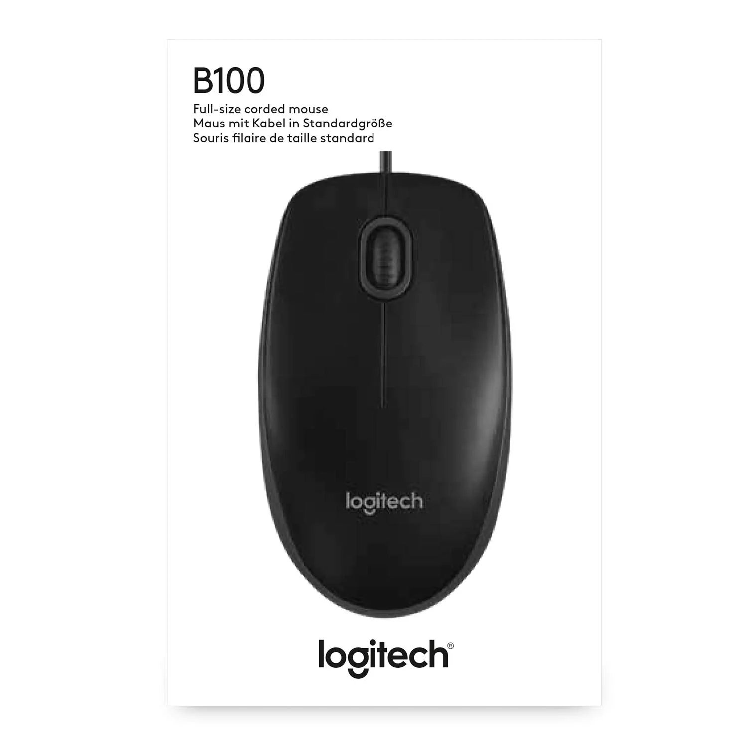 Logitech B100 Corded Mouse – Wired USB Mouse for Computers and laptops, for Right or Left Hand Use, Black Standard Packaging - Image 7