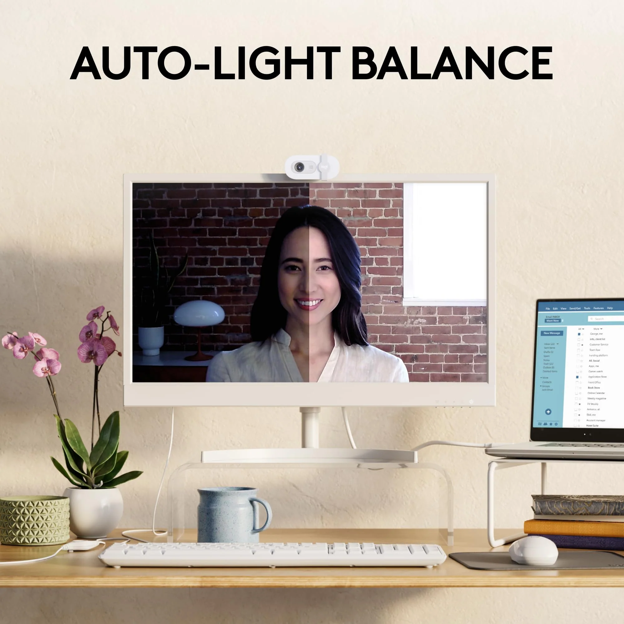 Logitech Brio 100 Full HD 1080p Webcam for Meetings and Streaming, Auto-Light Balance, Built-in Mic, Privacy Shutter, USB-A, for Microsoft Teams, Google Meet, Zoom and More - Off White Off-White - Image 3