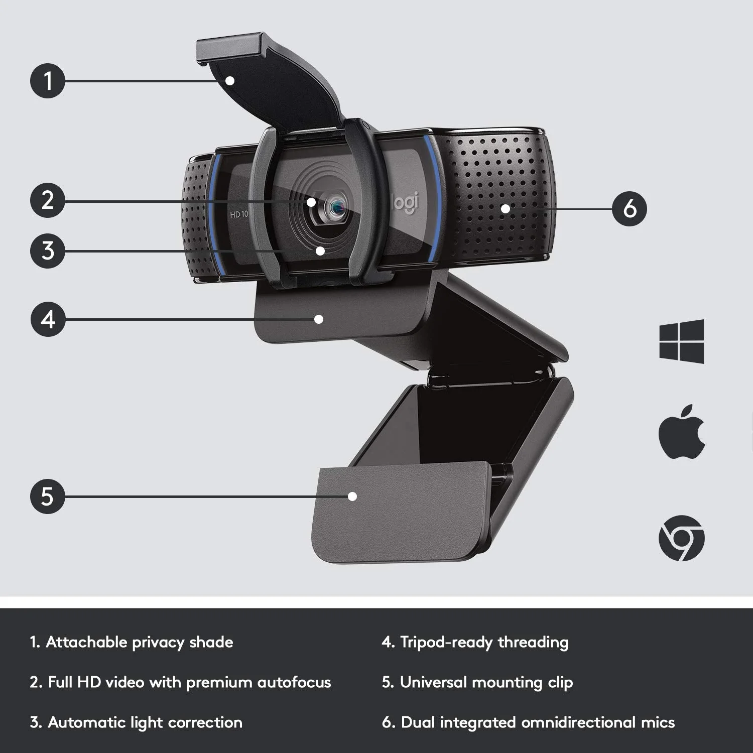 Logitech C920e HD 1080p Mic-Disabled, certified for Zoom and Microsoft Teams, TAA Compliant - Image 6