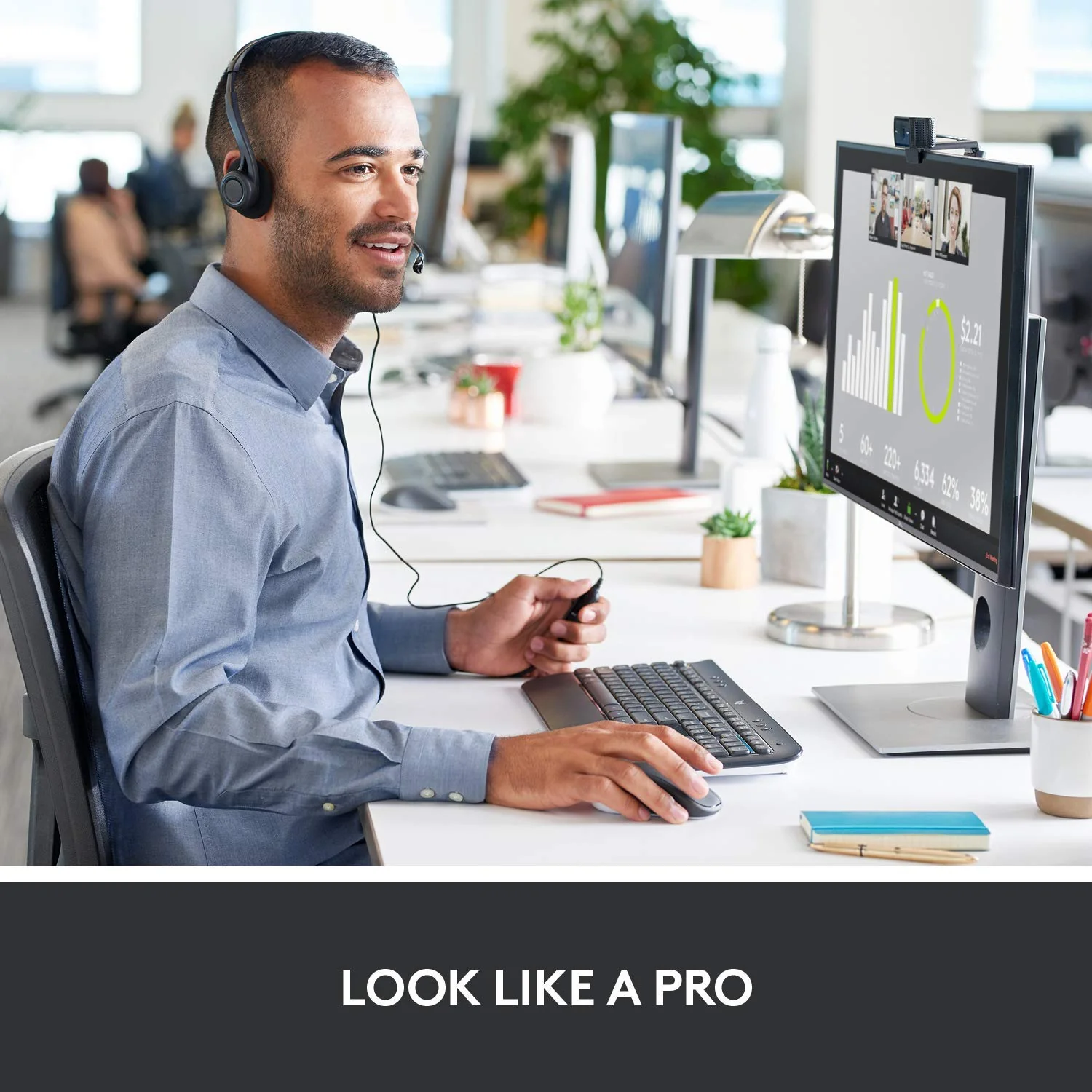Logitech C920x HD Pro Webcam, Full HD 1080p/30fps Video Calling, Clear Stereo Audio, HD Light Correction, Works with Skype, Zoom, FaceTime, Hangouts, PC/Mac/Laptop/Macbook/Tablet - Black 1080P/30 fps, 720p/30fps - Image 2
