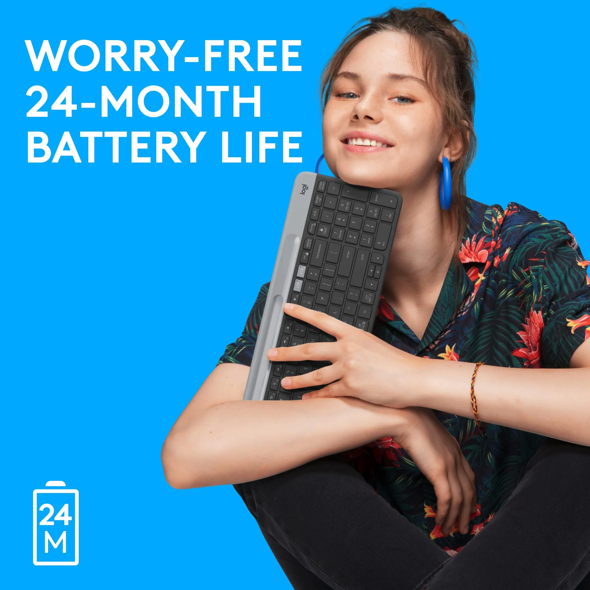 Logitech K585 Multi-Device Slim Wireless Keyboard, Built-in Cradle for Device; for Laptop, Tablet, Desktop, Smartphone, Win/Mac, Bluetooth/Receiver, Compact, Easy Switch, 24 Month Battery - Graphite Keyboard (New) - Image 7