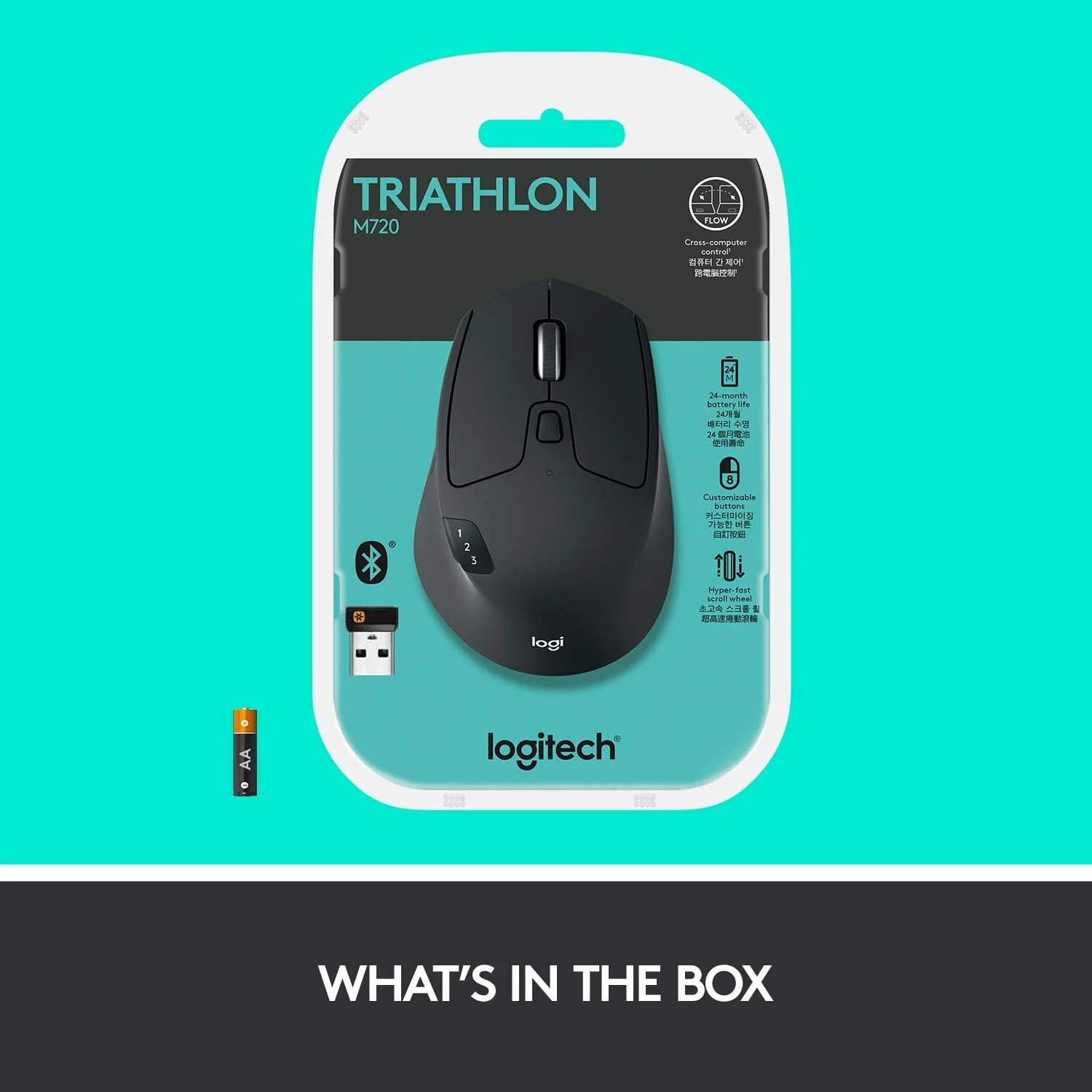 Logitech M720 Wireless Triathlon Mouse with Bluetooth for PC with Hyper-Fast Scrolling and USB Unifying Receiver for Computer and Laptop - Black M720 Triathalon Multi-Device Wireless Mouse - Image 10