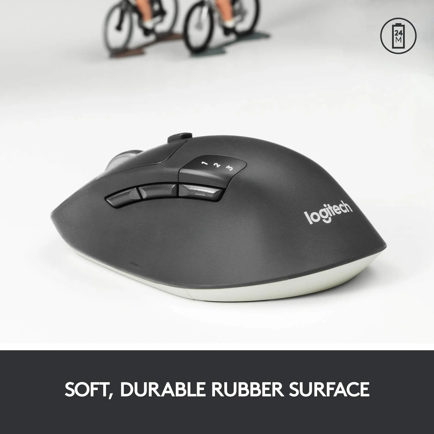 Logitech M720 Wireless Triathlon Mouse with Bluetooth for PC with Hyper-Fast Scrolling and USB Unifying Receiver for Computer and Laptop - Black M720 Triathalon Multi-Device Wireless Mouse - Image 2