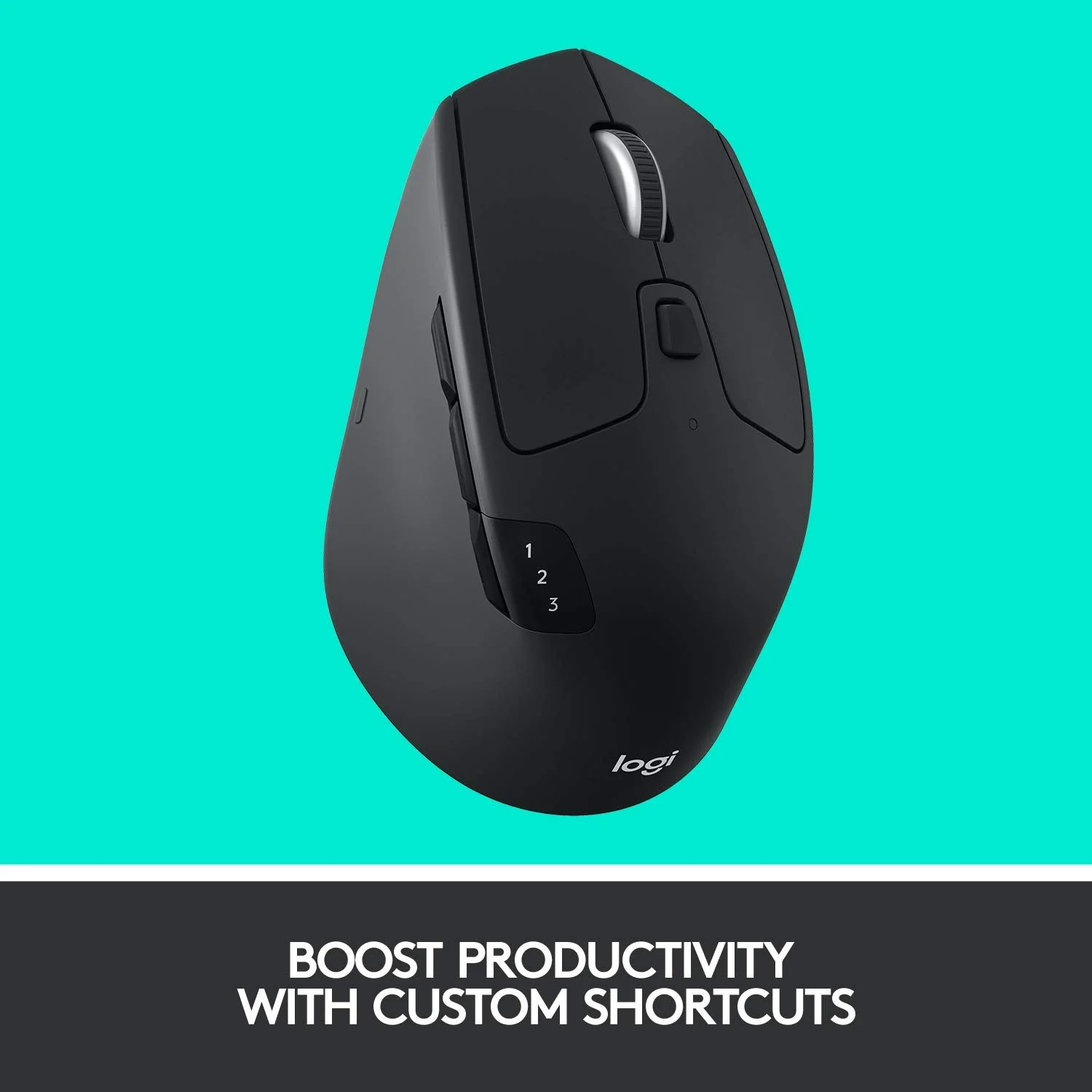 Logitech M720 Wireless Triathlon Mouse with Bluetooth for PC with Hyper-Fast Scrolling and USB Unifying Receiver for Computer and Laptop - Black M720 Triathalon Multi-Device Wireless Mouse - Image 3