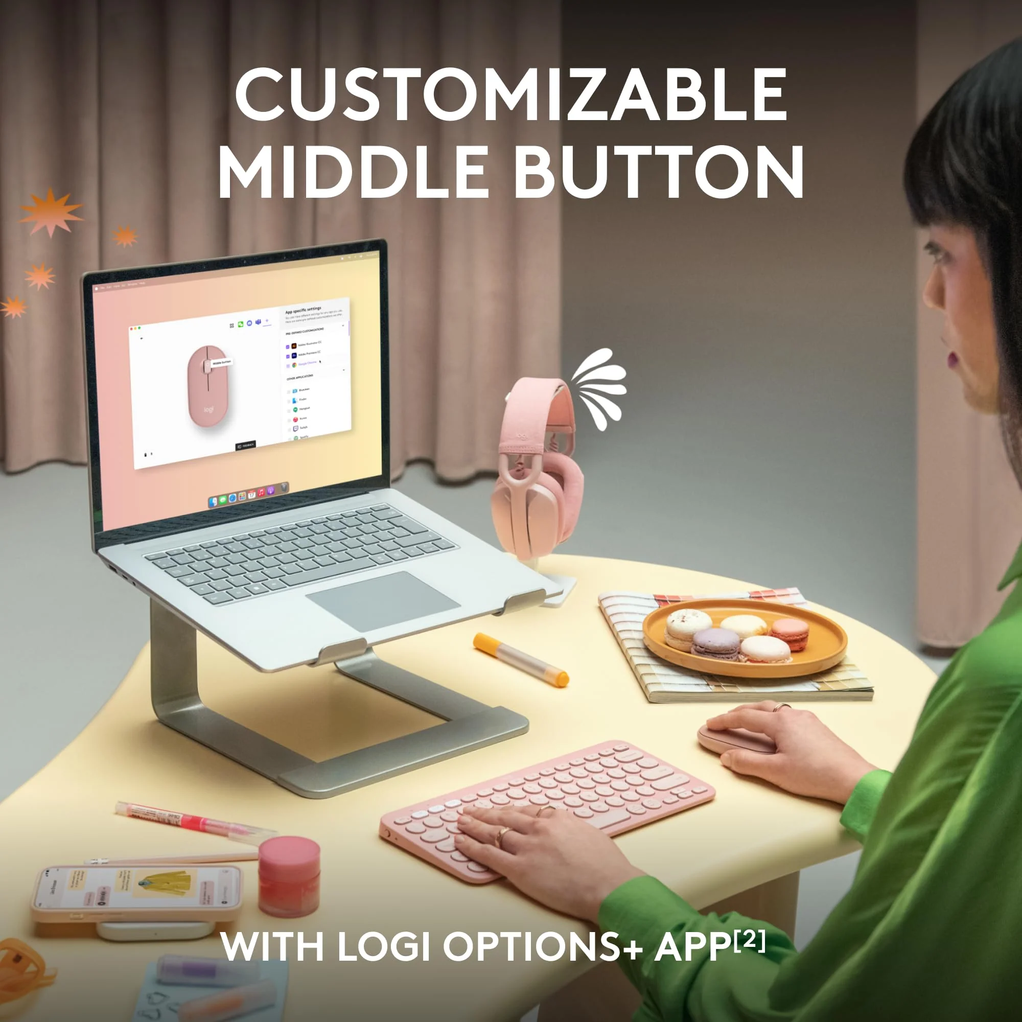 Logitech Pebble Mouse 2 M350s Slim Bluetooth Wireless Mouse, Portable, Lightweight, Customizable Button, Quiet Clicks, Easy-Switch for Windows, macOS, iPadOS, Android, Chrome OS - Black Pebble 2 - Image 4