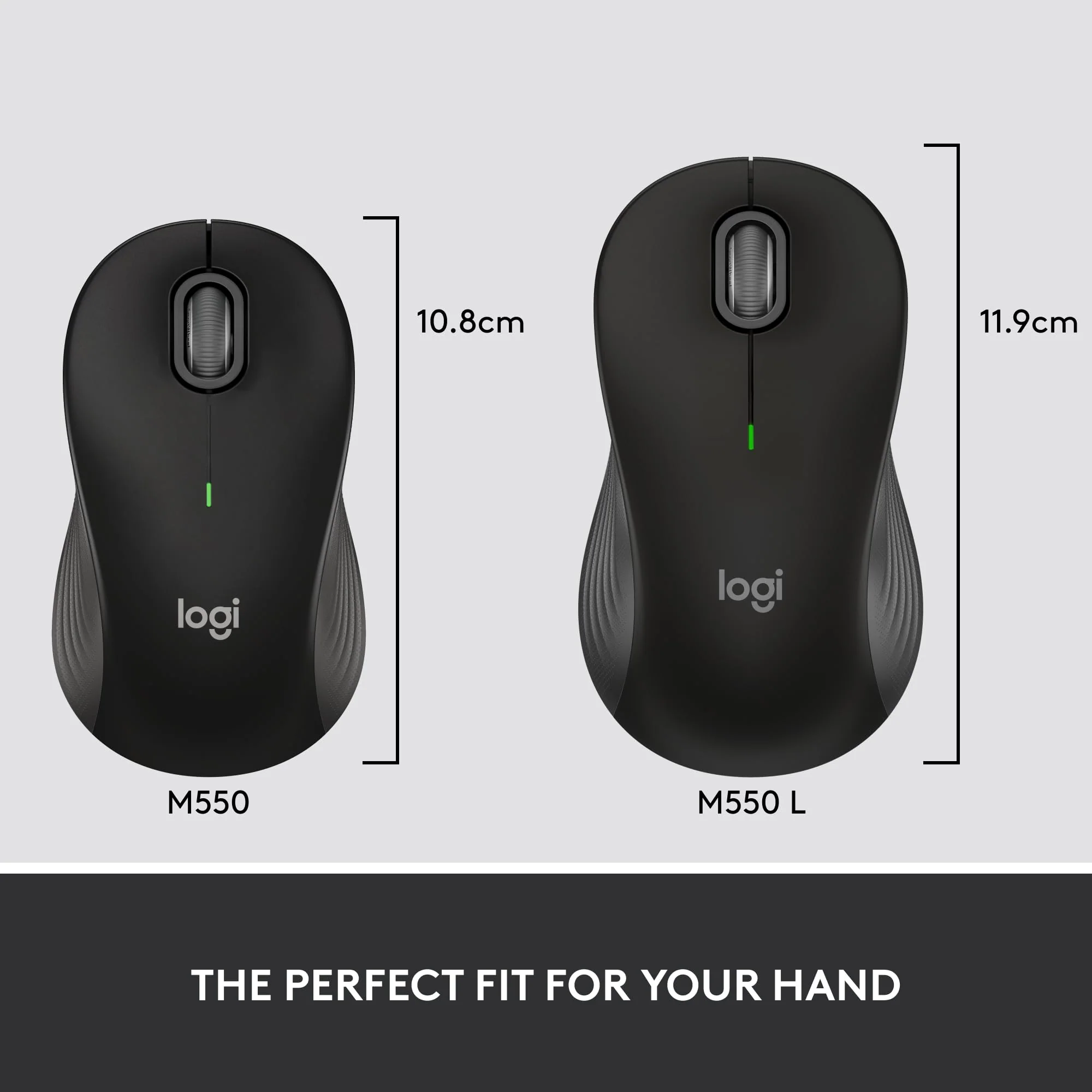Logitech Signature M550 L Full Size Wireless Mouse - for Large Sized Hands, 2-Year Battery, Silent Clicks, Bluetooth, Multi-Device Compatibility - Black Large Size - Image 3