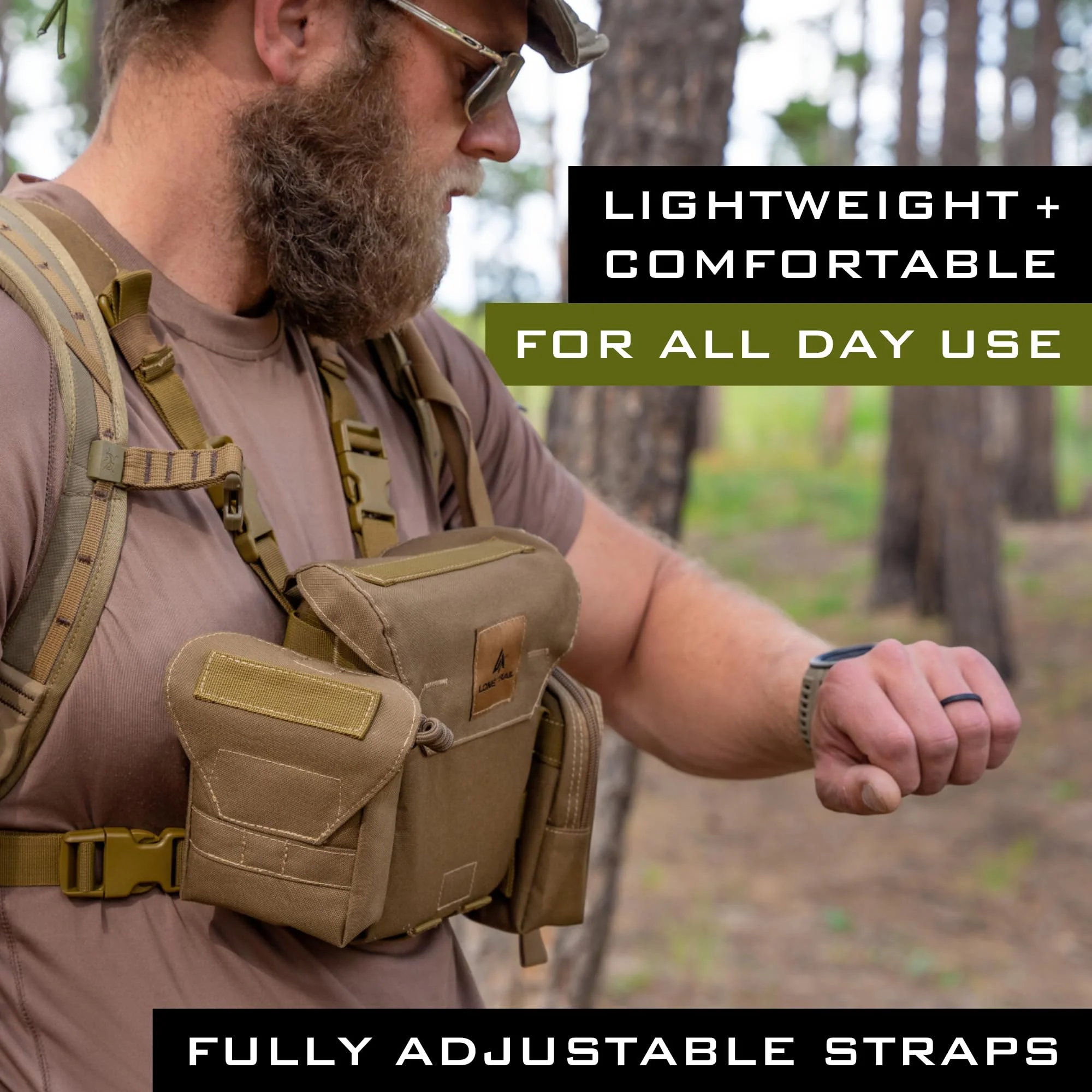 Lone Trail Binocular Harness Chest Pack, Bino Harness With Rangefinder Pouch, Binocular Case, Hunting Binoculars with Chest Harness, Bino Chest Harness, Binocular Chest Pack, Hunting Chest Rig - Image 7