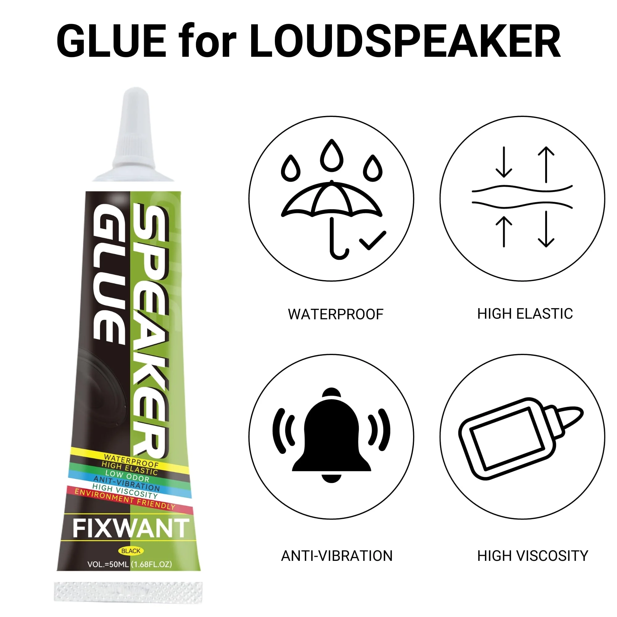 Loud Speaker Repair Glue Foam Side Dust Cap Rubber Edge Cone Basin Strong Adhesive 50ML/1.68 fl.oz (1) 1 - Image 2