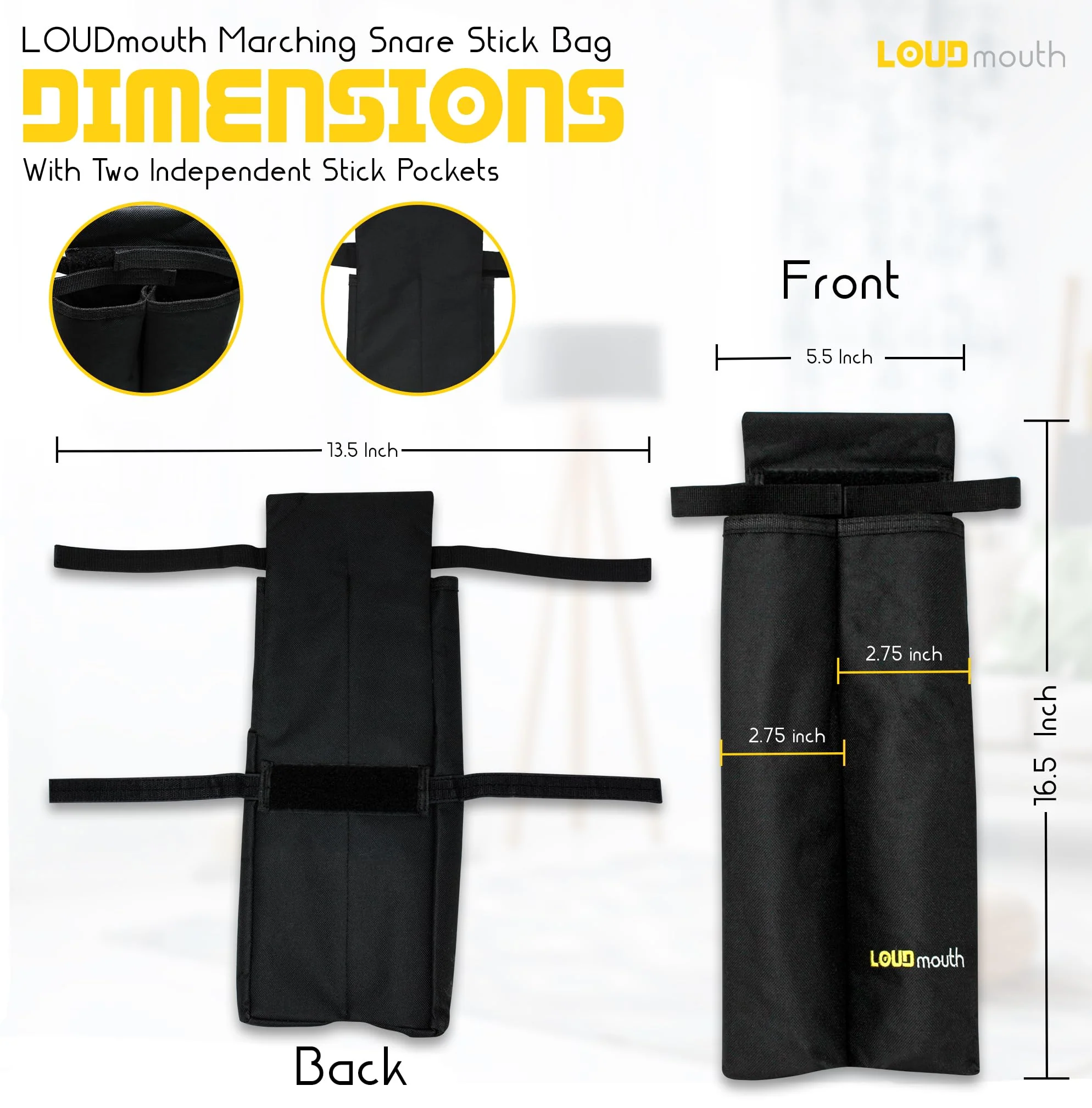Loudmouth Marching Stick Bag | Holds Two Pair of Drumsticks - Image 2