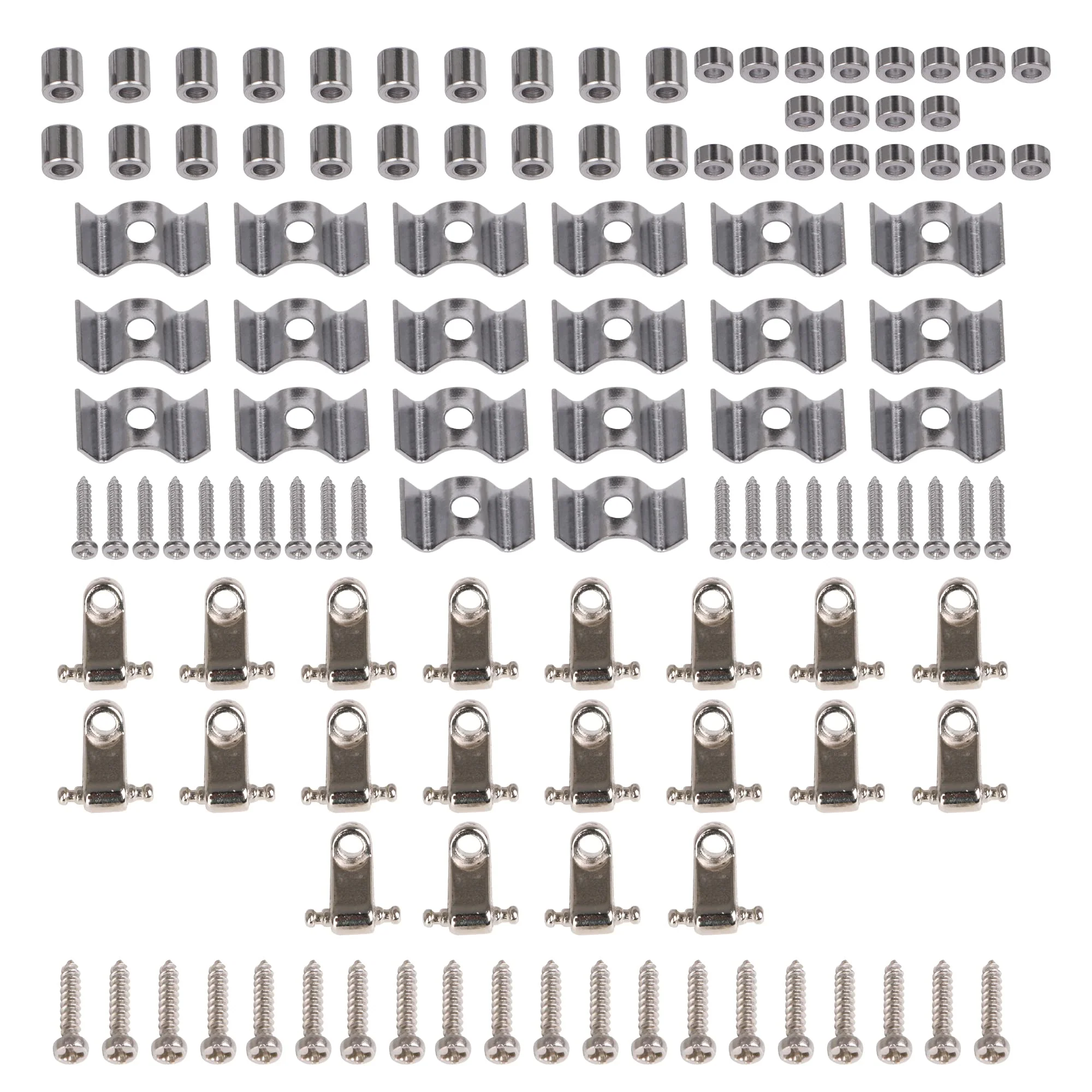 Lovermusic 20 Sets Silver Zinc Alloy Electric Guitar Roller String Tree & 20pcs Retainers Guides with Screws Electric Guitar Parts