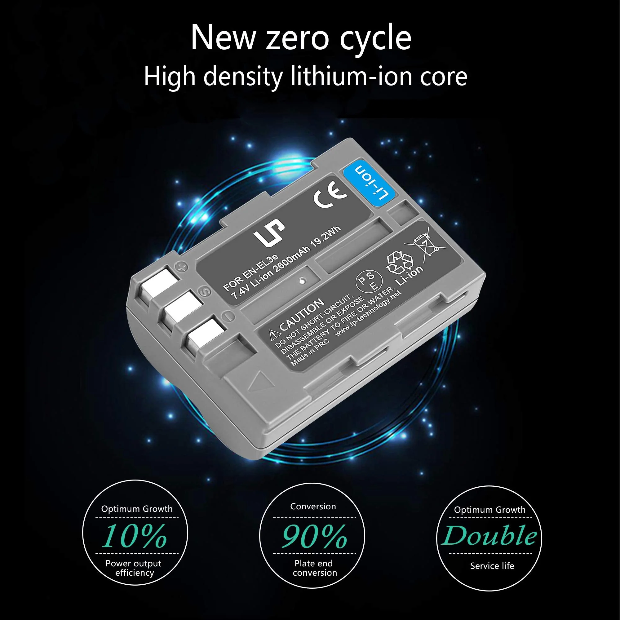 LP EN-EL3e, EL3, EL3a Battery, 2600 mAh Battery Compatible with Nikon D700, D300s, D300, D200, D100, D90, D80, D70S, D70, D50, MH-18, MH18a, MH-19, MB-D200, MB-D10 - Image 4