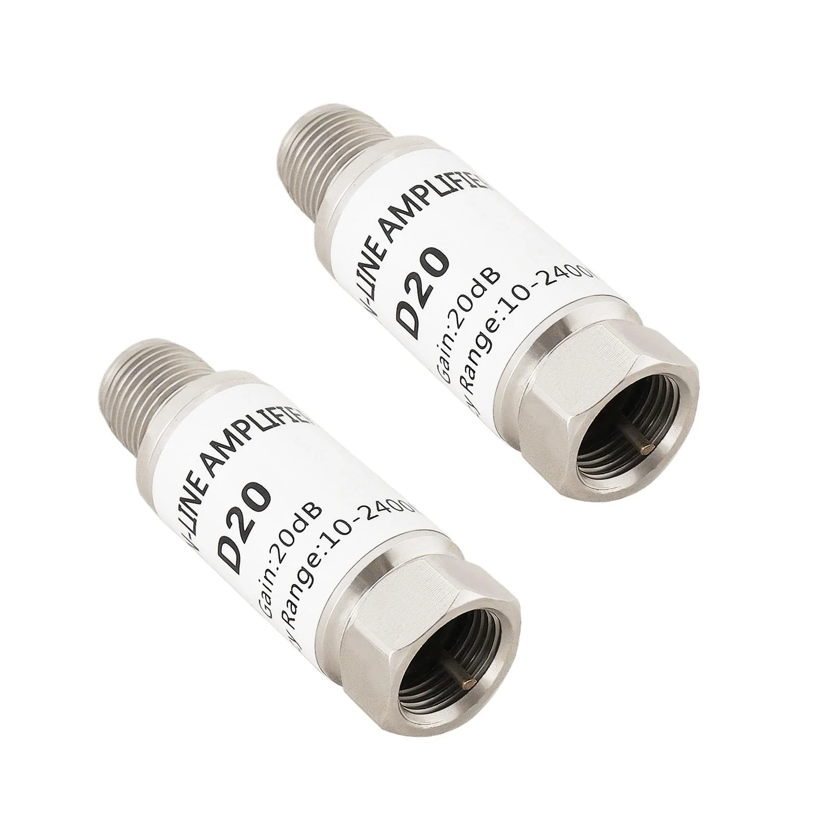 LT Easiyl 2 x 20 dB Inline Amplifier 10-2400 MHz Inline Satellite Amplifier Singal Booster Replacement for AMP SAT DVB-T Amplifier