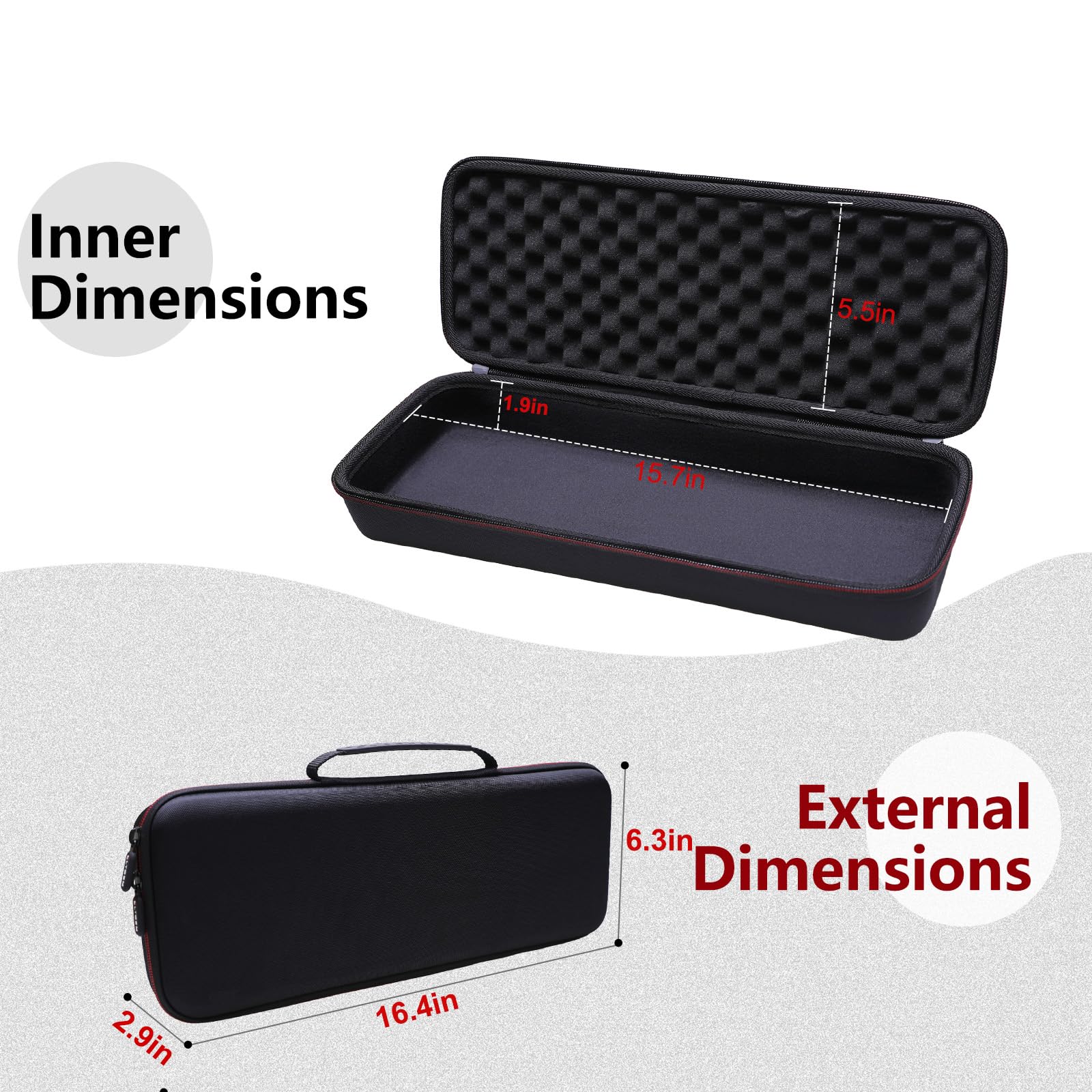 LTGEM Hard Case for Donner Essential B1 Analog Bass Synthesizer and Sequencer(Inside: 15.7" x 5.5" x 1.9"), Case Only - Image 2