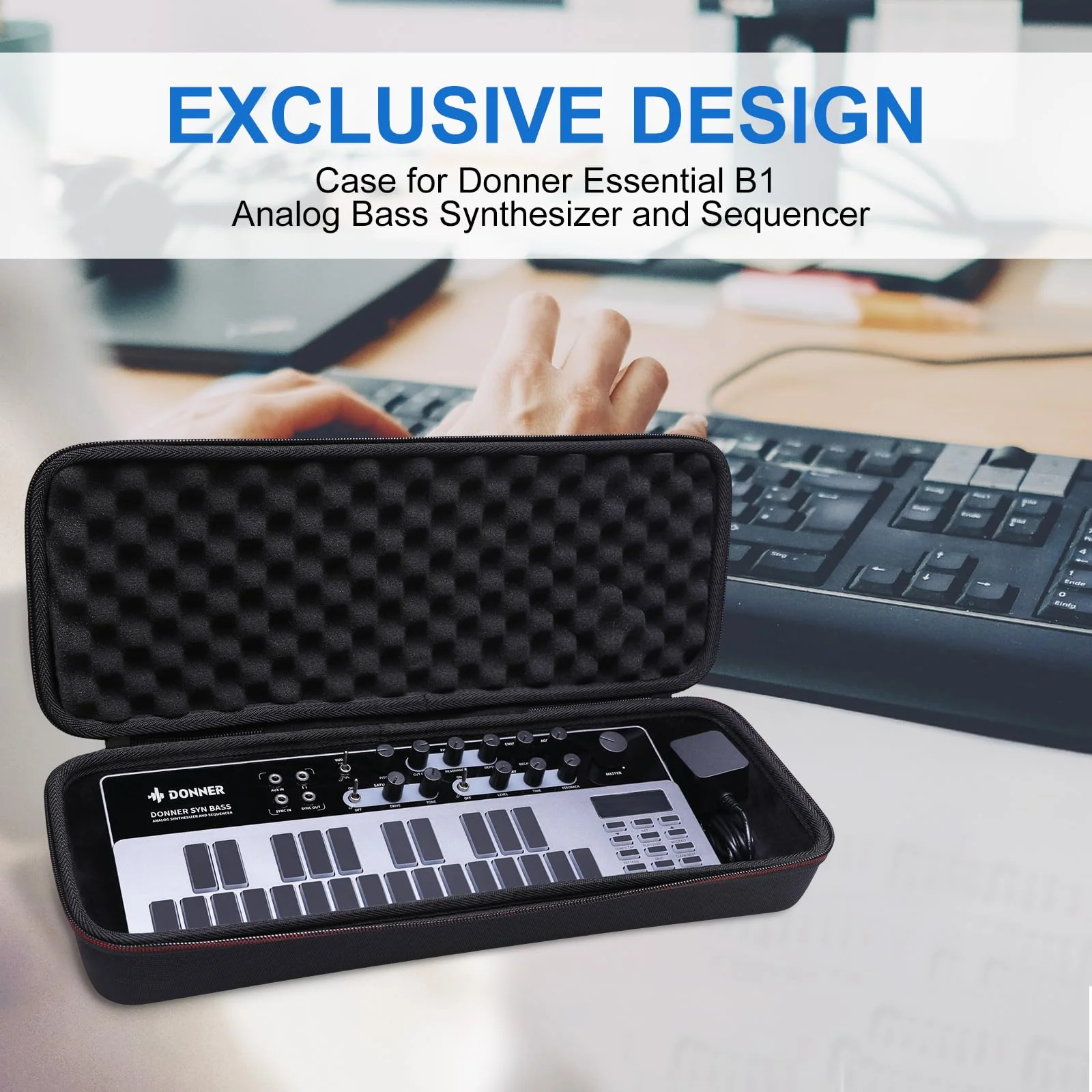 LTGEM Hard Case for Donner Essential B1 Analog Bass Synthesizer and Sequencer(Inside: 15.7" x 5.5" x 1.9"), Case Only - Image 7