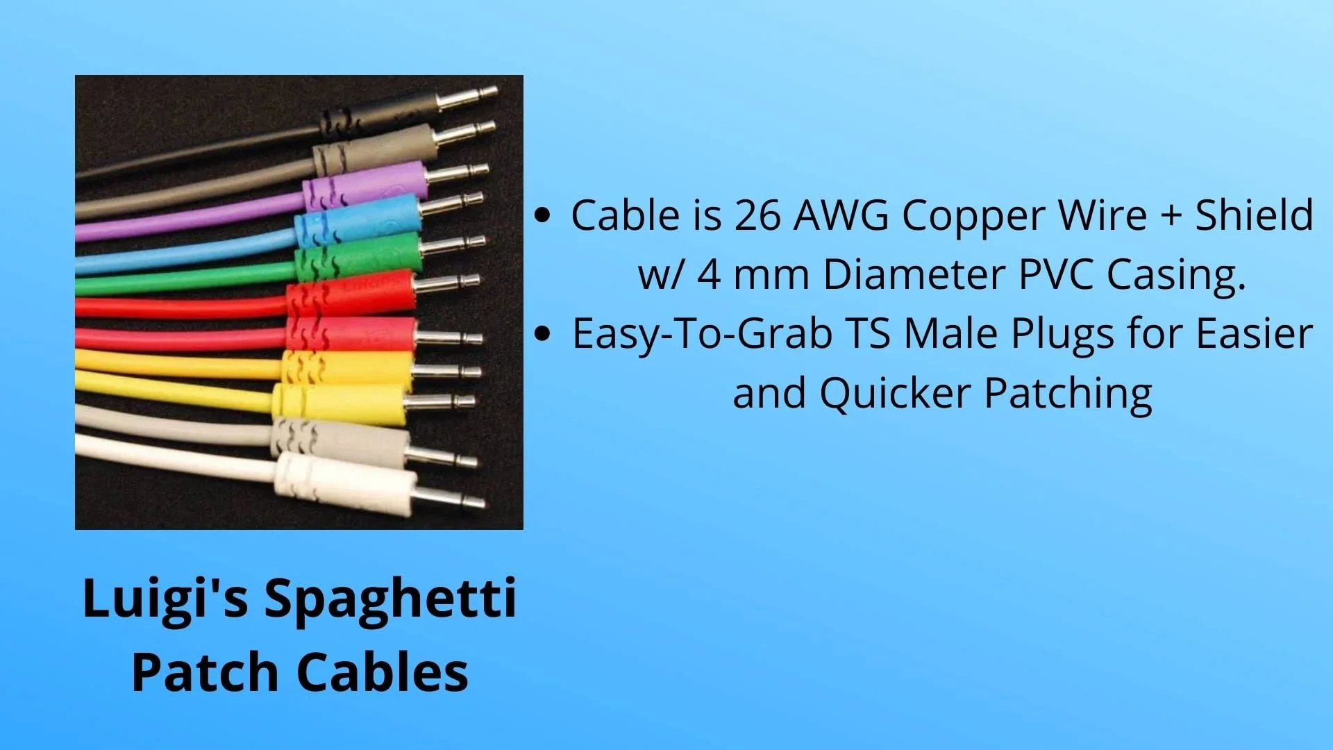 Luigis Modular Supply Spaghetti Eurorack Patch Cables - Package of 5 Purple Cables, 24 (60 cm) - Image 3