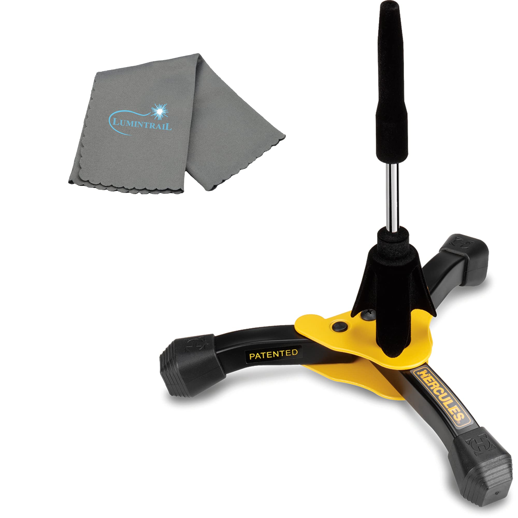 Lumintrailx Hercules Flute & Clarinet Stand DS640BB with a Lumintrail Cleaning Cloth