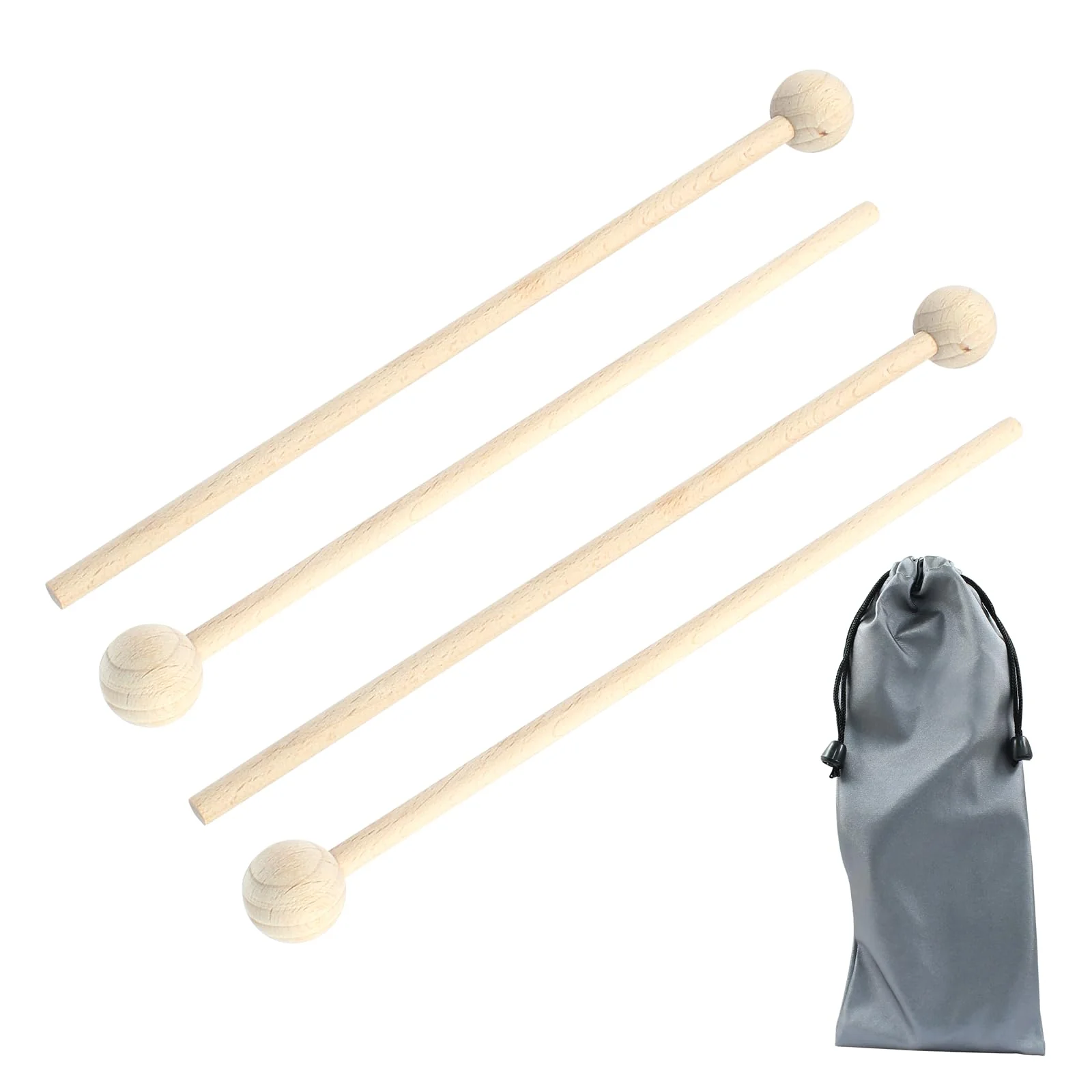 Luomorgo 4 Pcs Wood Xylophone Mallets, Glockenspiel Mallets Bell Mallets Percussion, 8 Inch Drumsticks for Bell, Chime, Tongue Drum Mallets with a Storage Bag 4Pcs - Image 4