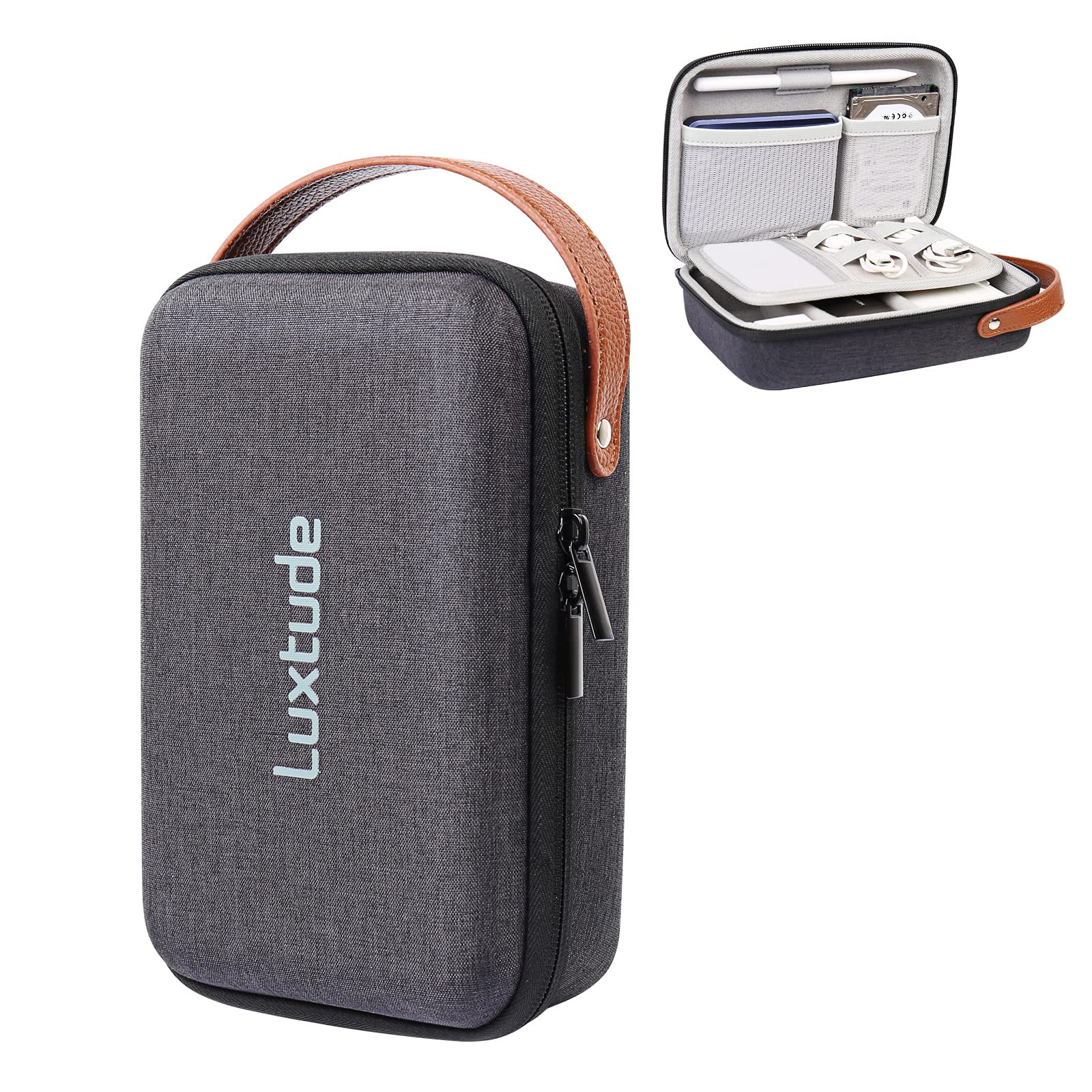 Luxtude Electronic Organizer Travel Case, Small Tech Organizer, Hard Charger Case, Travel Tech Bag, Portable Electronics Bag, Travel Essentials for Apple Accessories/Magic Mouse/SD/Cash/Card/Pen Black