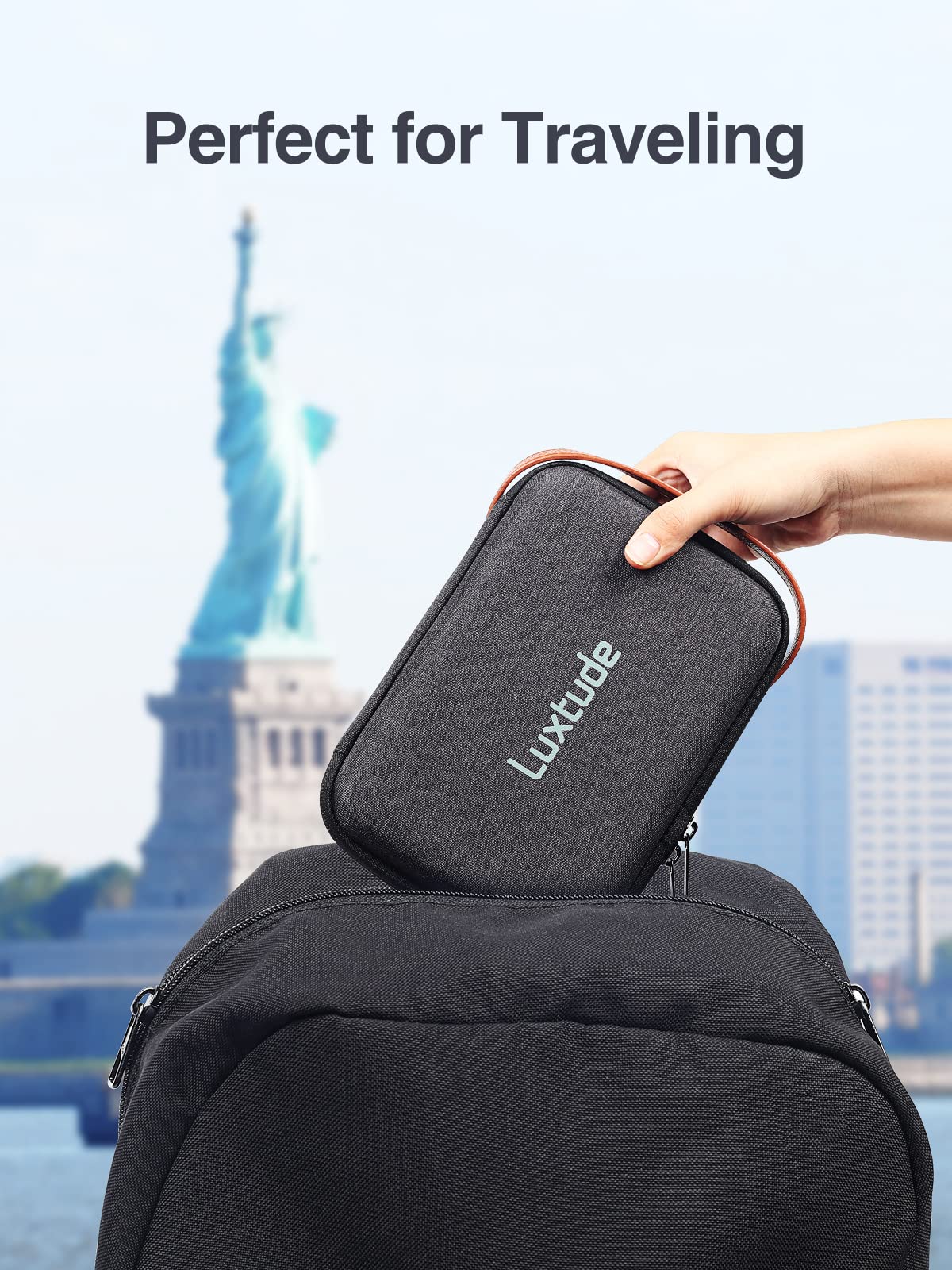 Luxtude Electronic Organizer Travel Case, Small Tech Organizer, Hard Charger Case, Travel Tech Bag, Portable Electronics Bag, Travel Essentials for Apple Accessories/Magic Mouse/SD/Cash/Card/Pen Black - Image 7
