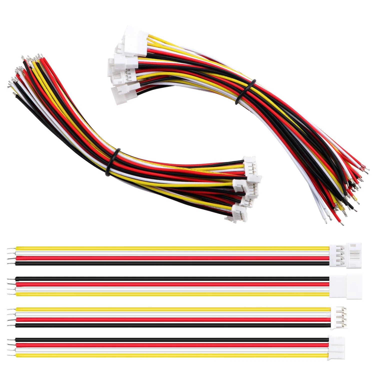 Lyeteung 15 Pairs JST 2.0 PH 4 Pin Connectors, Mini Micro JST PH 2.0mm 4-Pin Female and Male with 150mm 22AWG Cable Wire 4 Pin + Cable