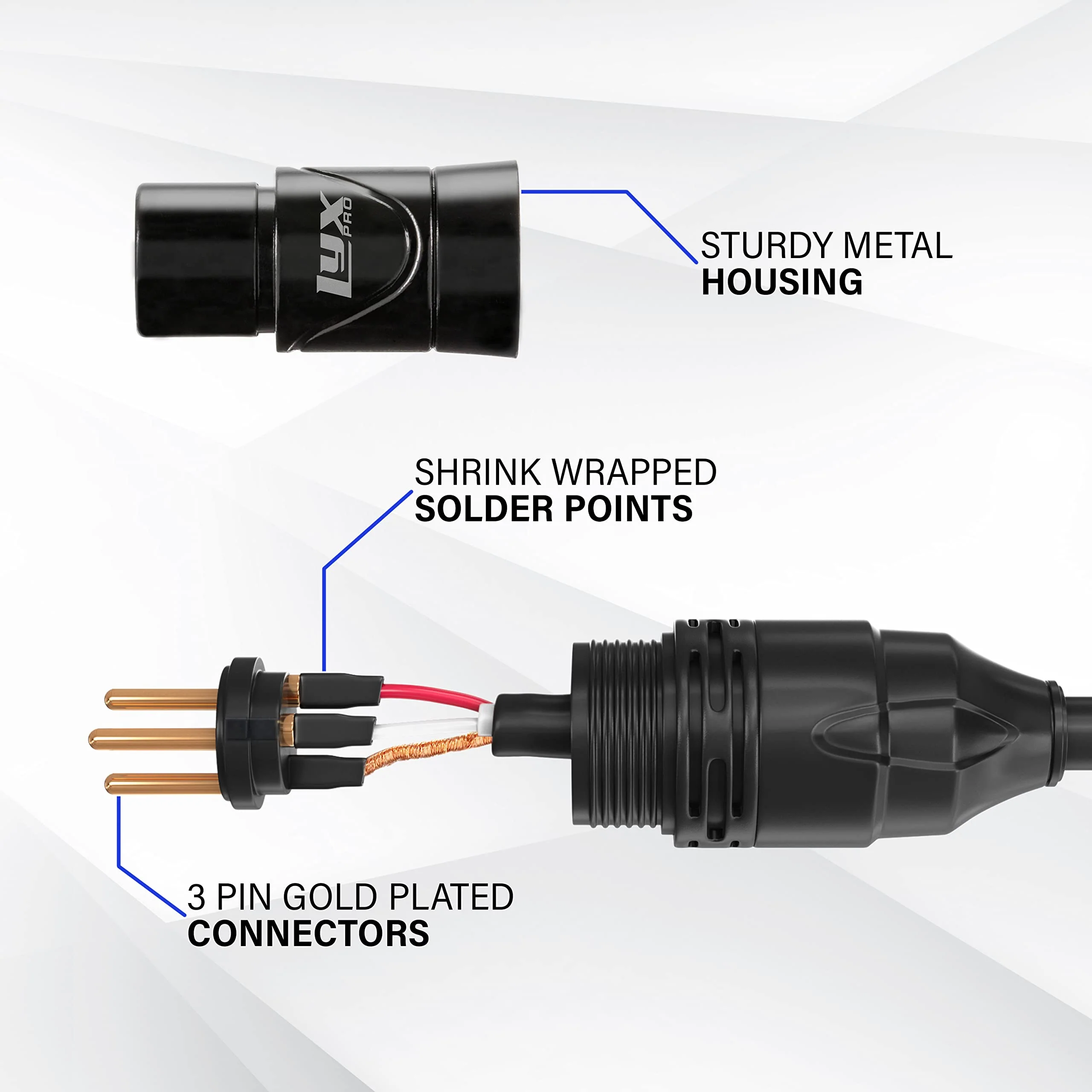 LyxPro 25 Feet Right Angle XLR Female to Male 3 Pin Mic Cord for Powered Speakers Audio Interface Professional Pro Audio Performance Camcorders DSLR Video Cameras and Recording Devices - Black 25 Ft. Angled Female - Image 4