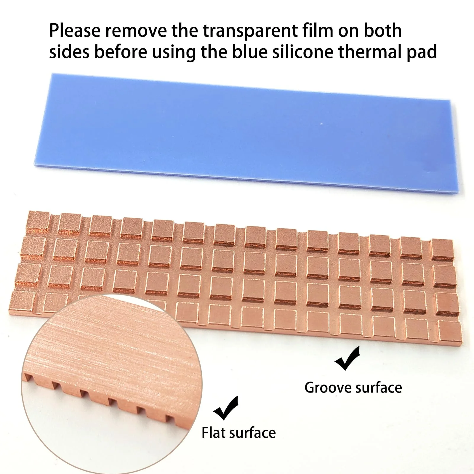 M.2 Heatsink 67x18x1.5mm Pure Copper for Cooling 2280 M2 SSD NGFF NVMe Laptop, with Silicone Based Thermal Pad Copper-0.05" - Image 4