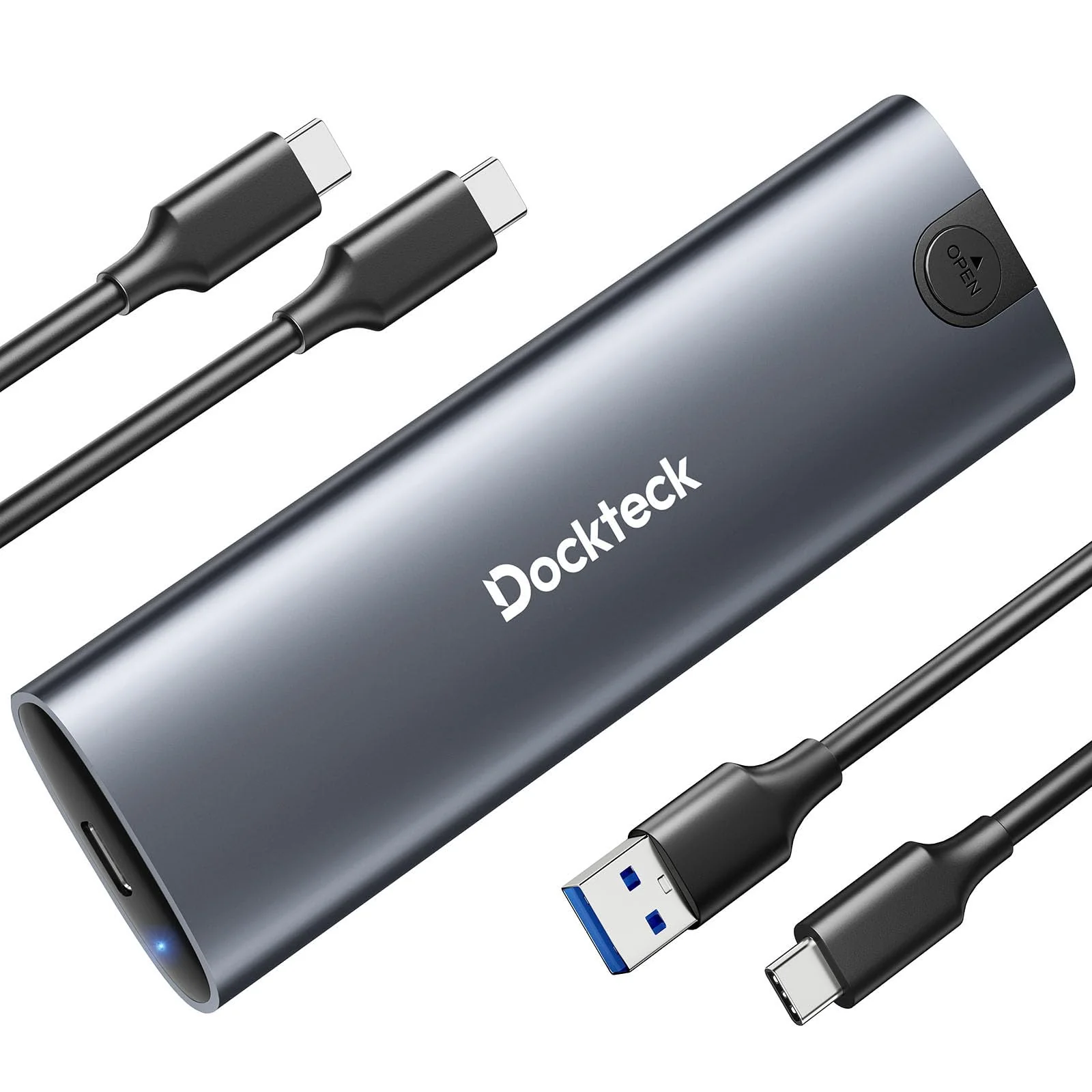 M.2 NVMe SATA SSD Enclosure, dockteck Tool-Free 10Gbps USB 3.2 Gen 2 NVMe to USB Adapter Case for SSDs 2230/2242/2260/2280, External SSD Reader Supports M-Key/B+M Key and UASP