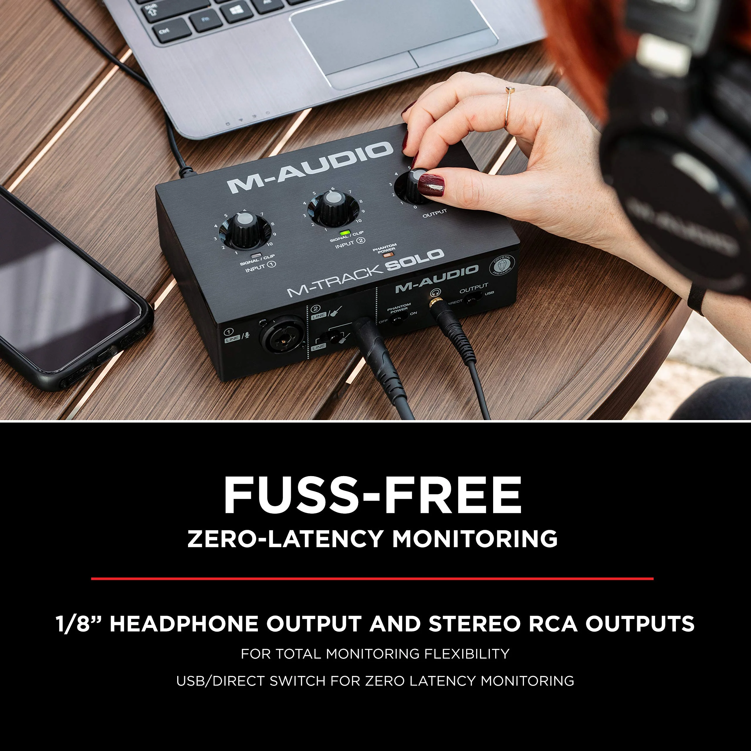 M-Audio M-Track Solo – USB Audio Interface for Recording, Streaming and Podcasting with XLR, Line and DI Inputs, Plus a Software Suite Included with 1 Mic Input Interface only - Image 4