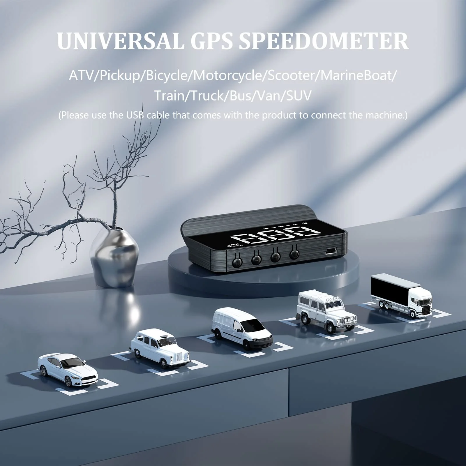 M1 White Windshield Projection Heads Up Display, Digital GPS Speedometer with Speed, Travel Direction Function, and Overspeed Alarm, Fatigue Driving Alarm， Suitable for All Vehicles - Image 4