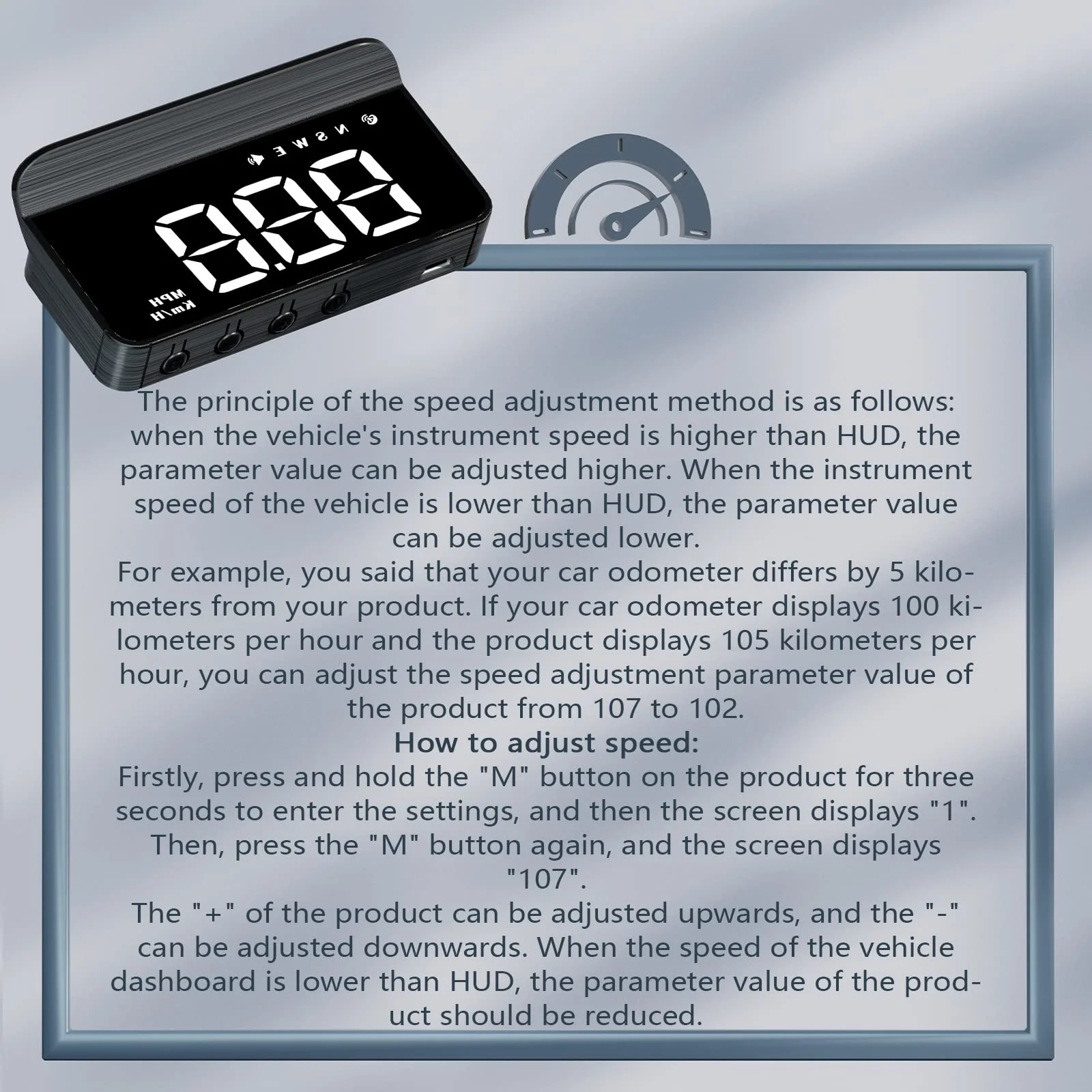 M1 White Windshield Projection Heads Up Display, Digital GPS Speedometer with Speed, Travel Direction Function, and Overspeed Alarm, Fatigue Driving Alarm， Suitable for All Vehicles - Image 7